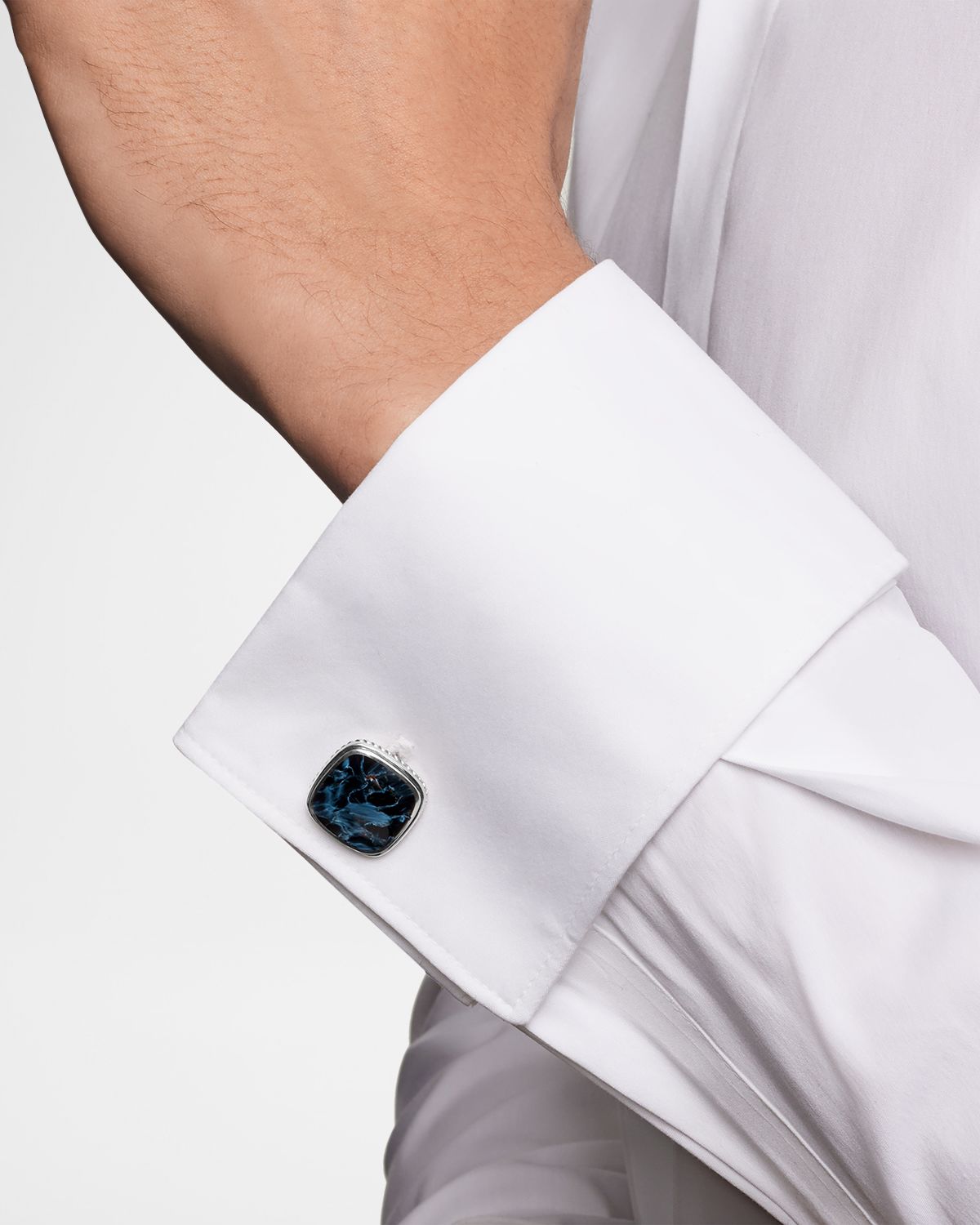 David Yurman Men 's Exotic Stone Cuff Links with Gemstones in Silver, 18mm