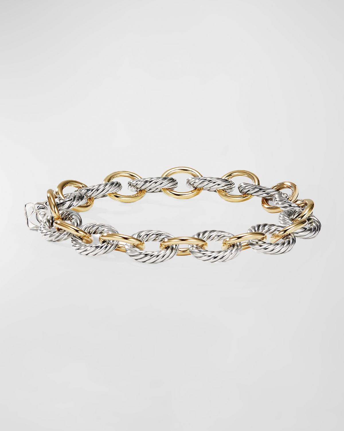 David Yurman Chain Oval Link Bracelet with 18K Gold and Silver, 10mm, 7.5"