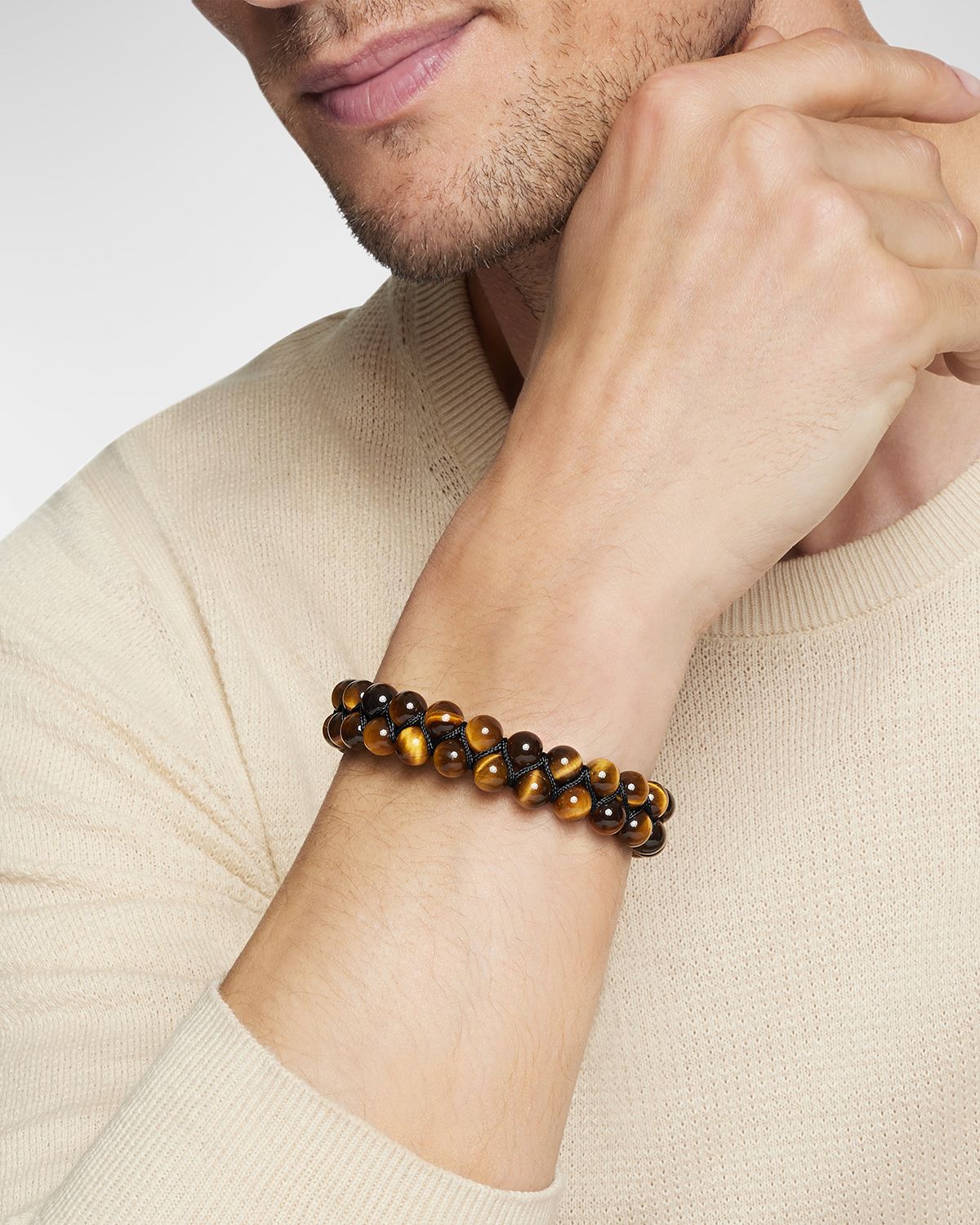 David Yurman Men 's Spiritual Beads Two Row Woven Bracelet