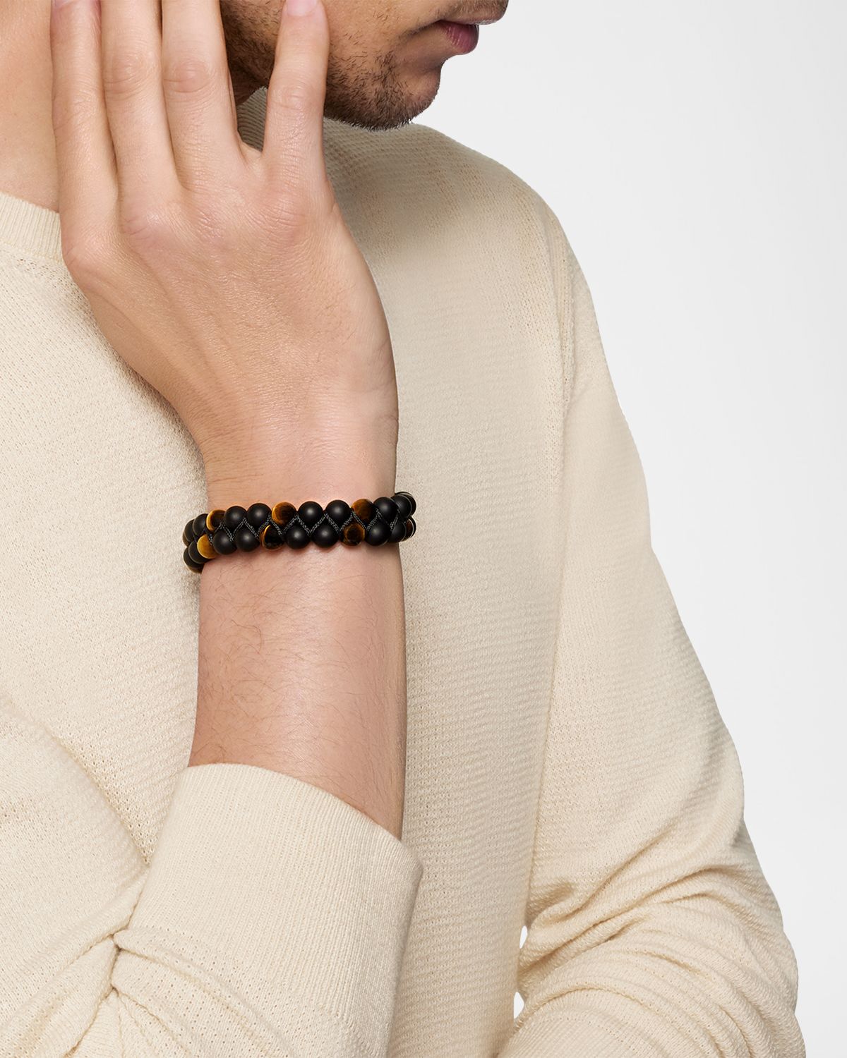 David Yurman Men 's Spiritual Beads Two Row Woven Bracelet