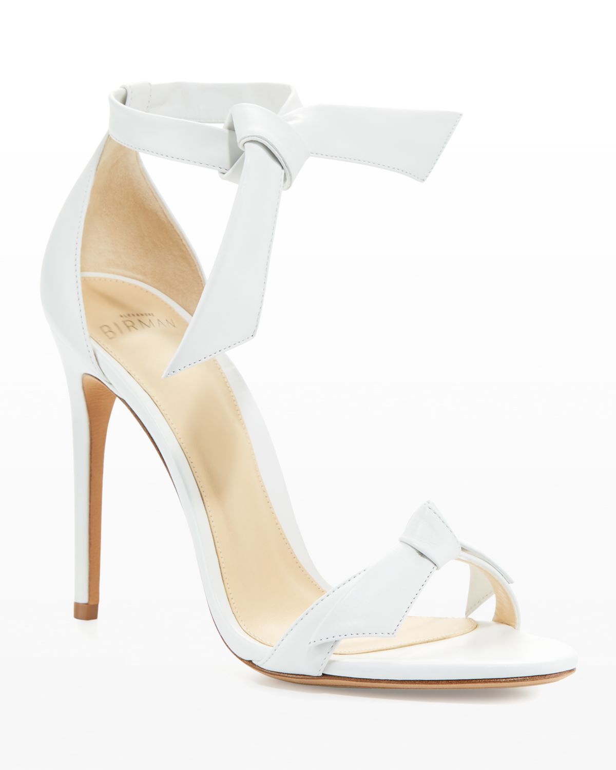 Alexandre Birman Clarita Knotted Leather High-Heel Sandals, White
