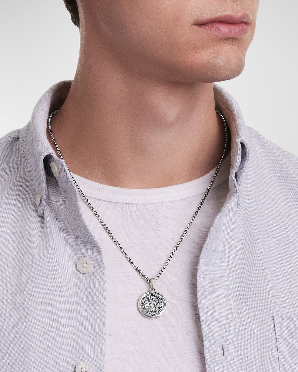 David Yurman Men 's St. Christopher Pendant in Silver, 34.5mm