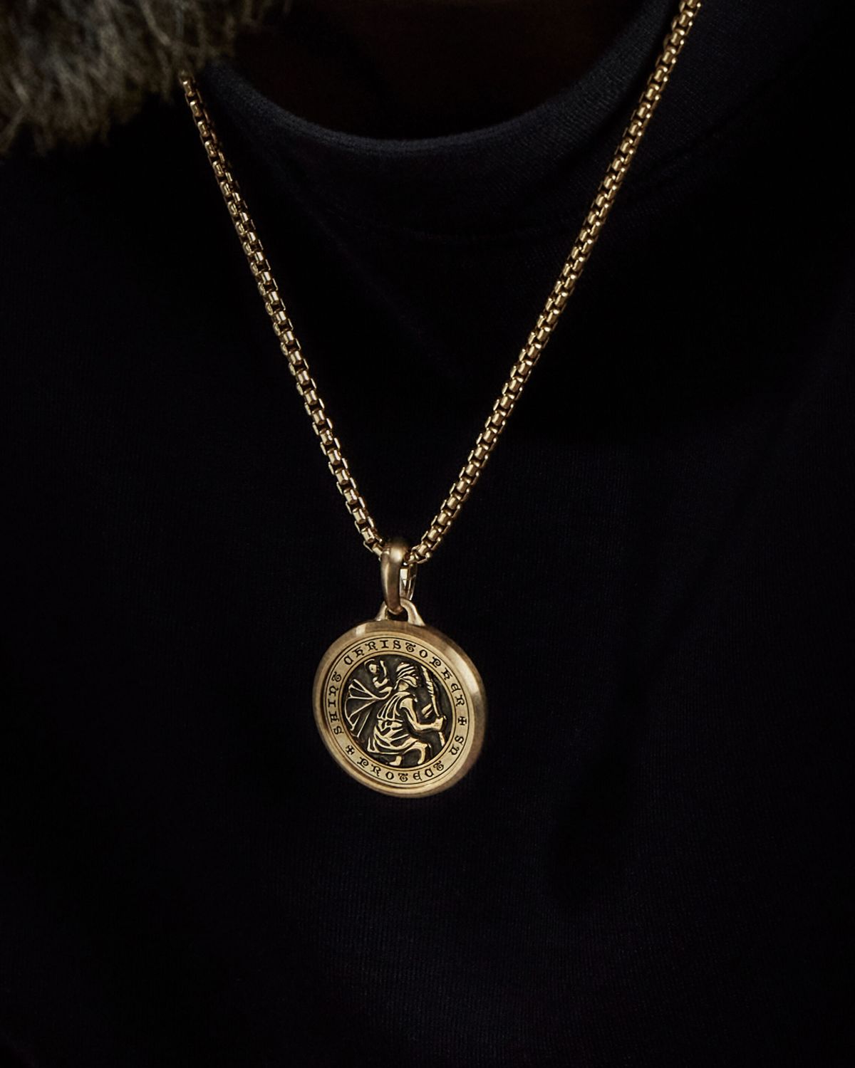 David Yurman Men 's St. Christopher Pendant in 18K Gold, 34.5mm