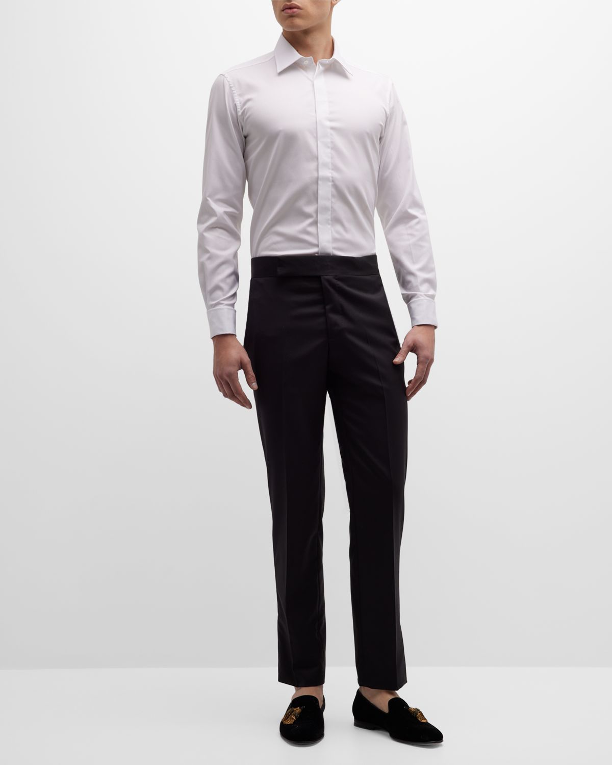 Charvet Men's Slim Fit Covered Placket Dress Shirt