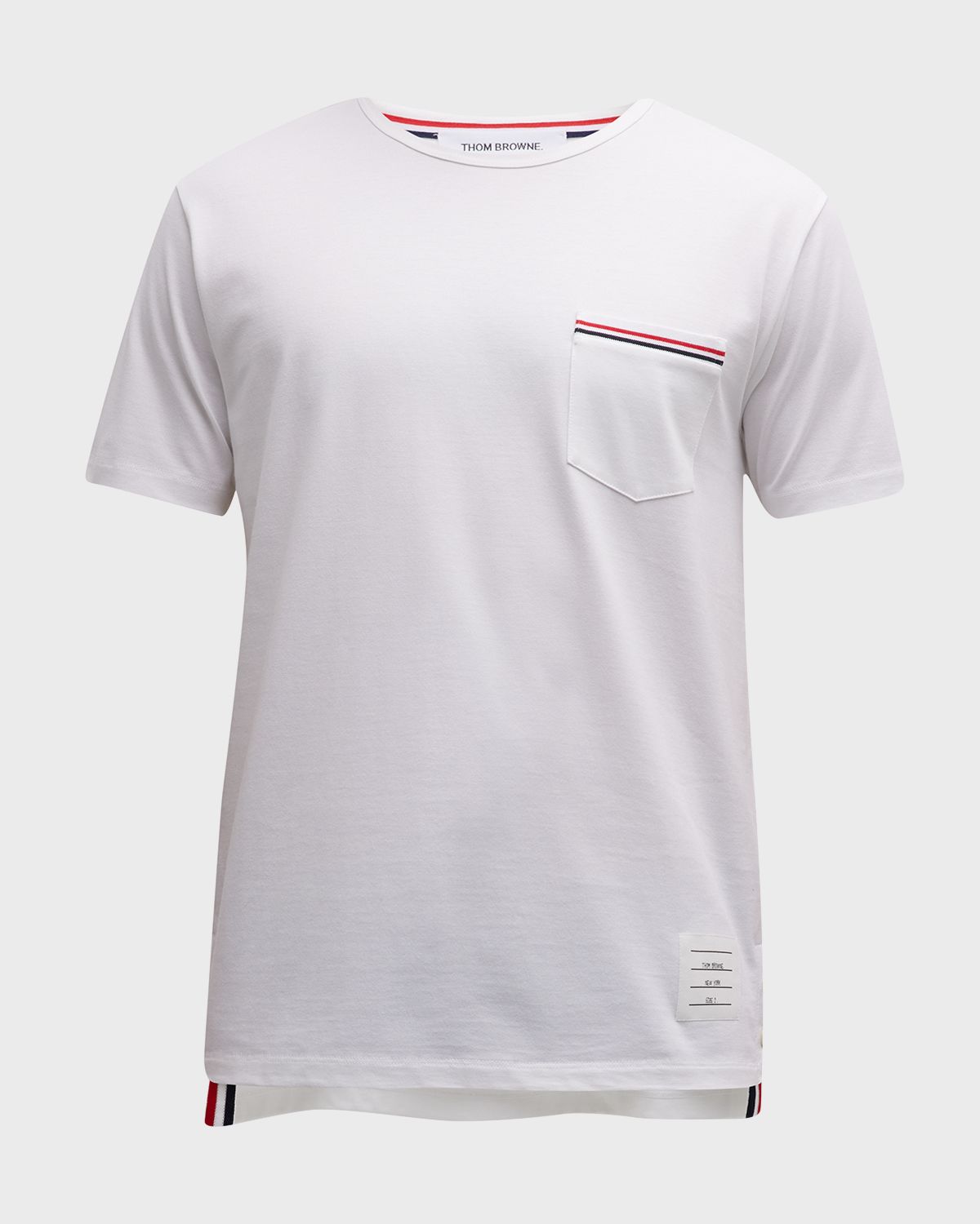 Thom Browne Short-Sleeve Logo Pocket T-Shirt