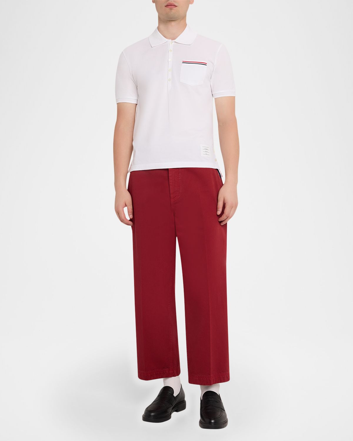 Thom Browne Heather Polo Shirt with Striped Pocket