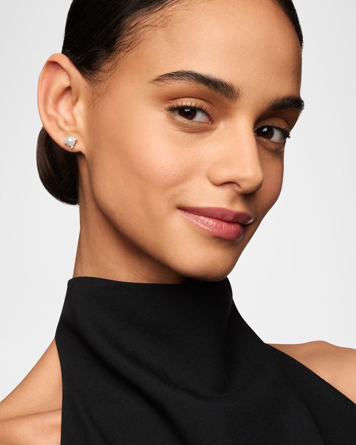 David Yurman Cable Collectibles Pearl Earrings with Diamonds and Silver, 7mm