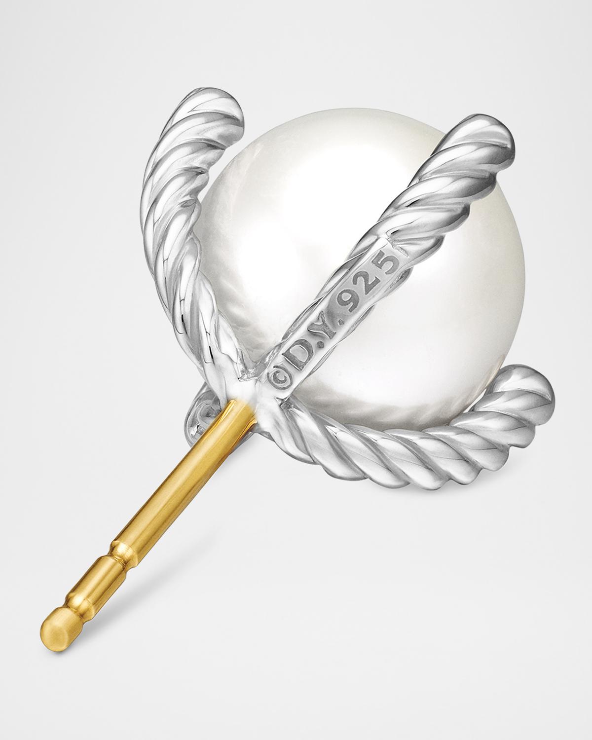 David Yurman Cable Collectibles Pearl Earrings with Diamonds and Silver, 9.5mm | Thumbnail 4 David Yurman Cable Collectibles Pearl Earrings with Diamonds and Silver, 9.5mm | Thumbnail 4
