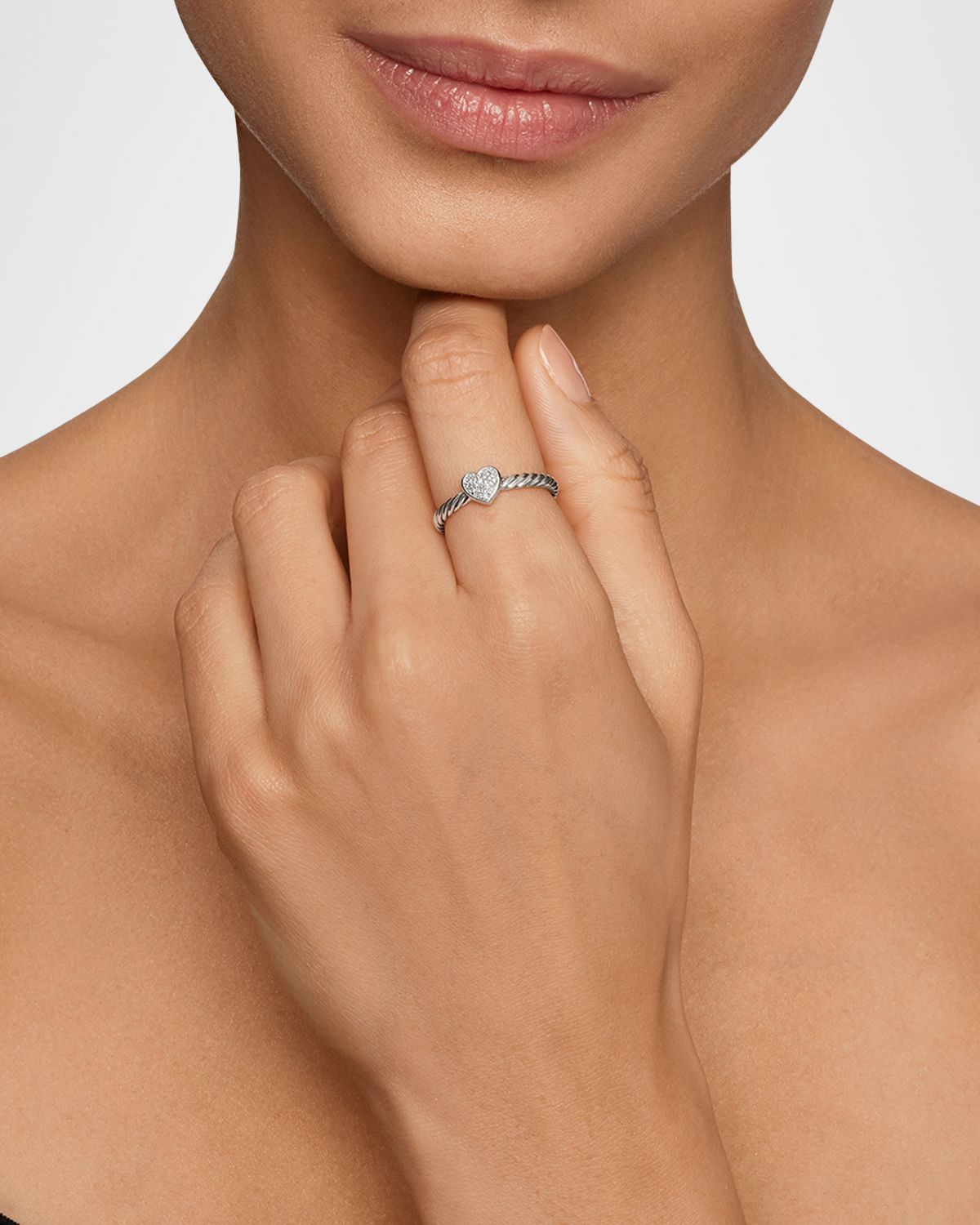 David Yurman Petite Pave Heart Ring with Diamonds