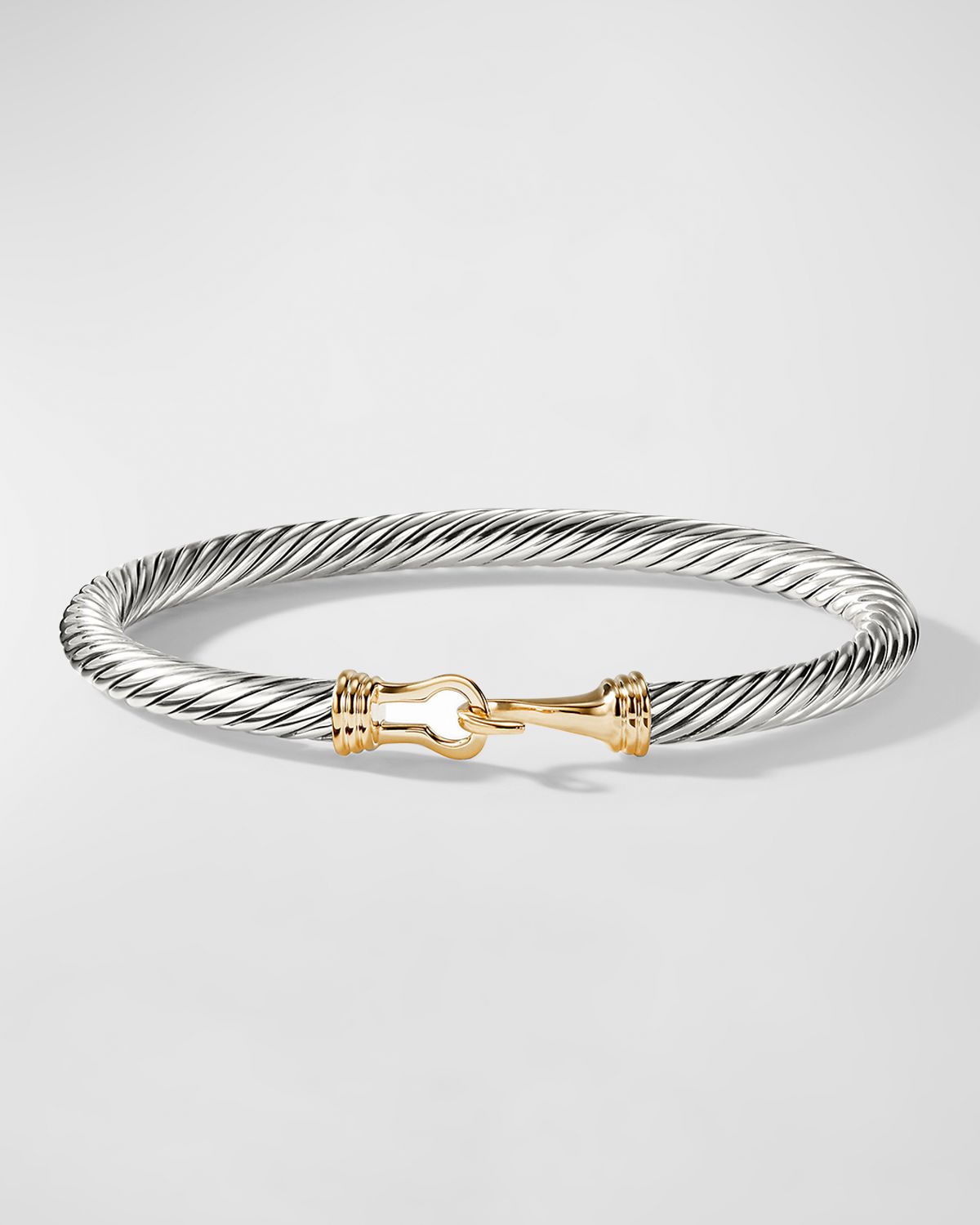 David Yurman Cable Buckle Bracelet with 14K Gold in Silver, 5mm