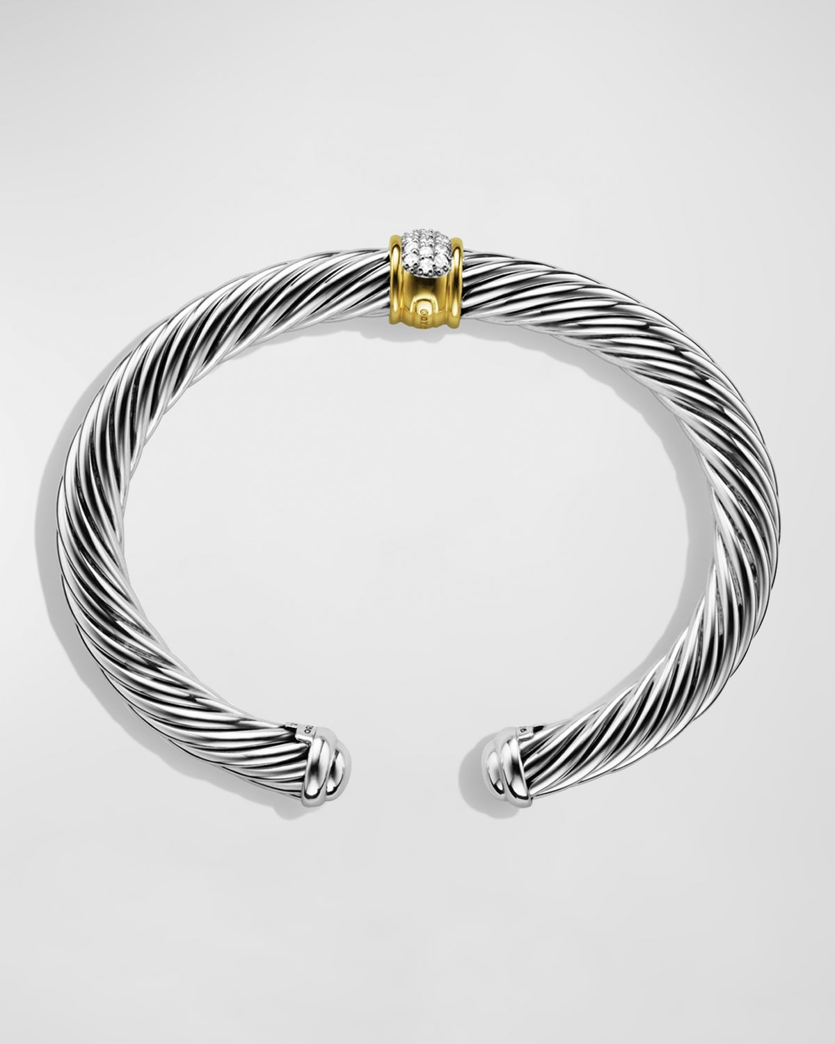 David Yurman Classic Cable Station Bracelet in Silver with Diamonds