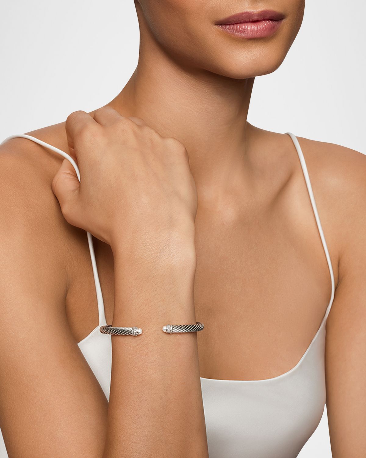 David Yurman Cable Bracelet with Gemstone and Diamonds in Silver, 5mm