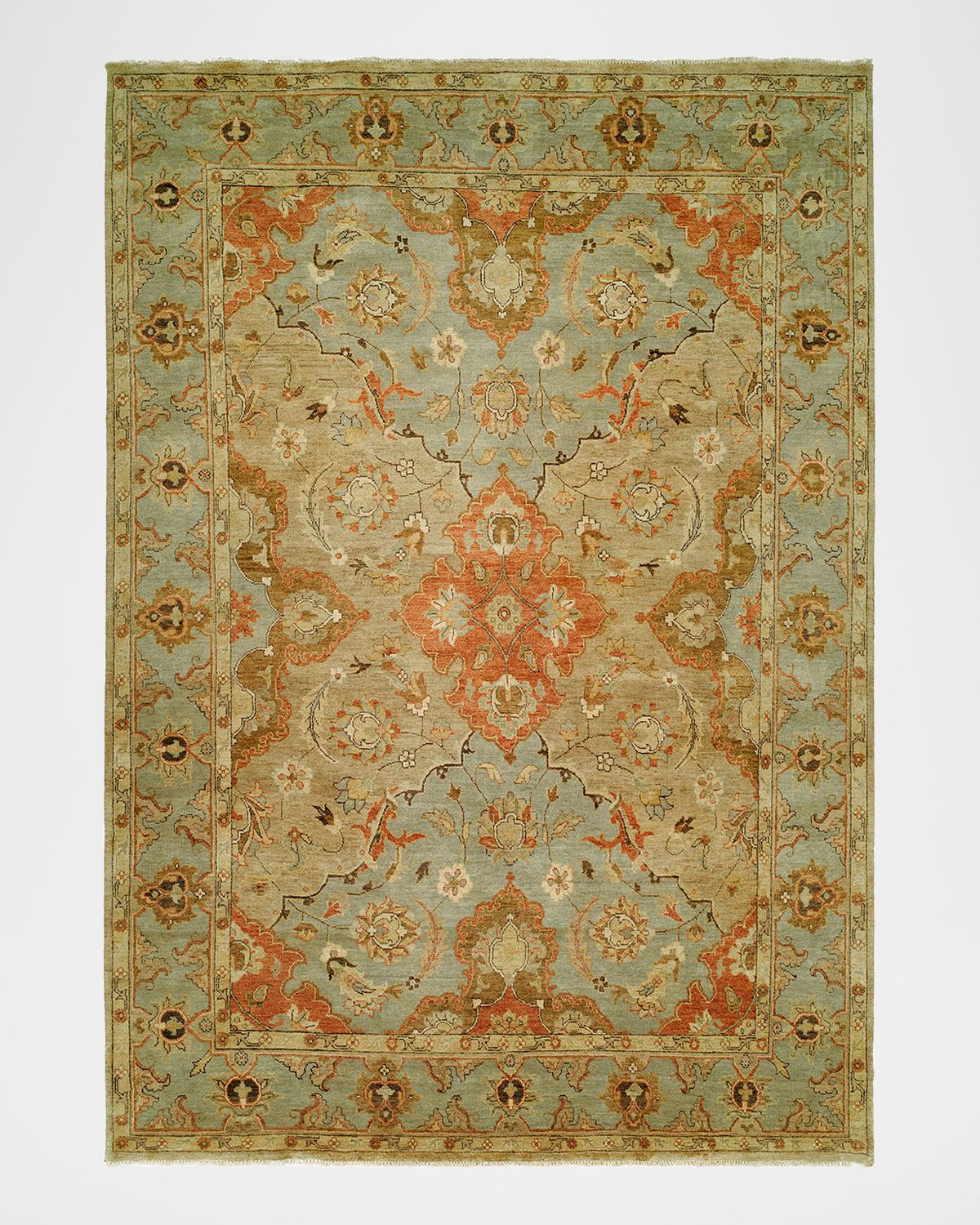 Haven & Loom Damask on Blue Hand-Knotted Oushak Rug
