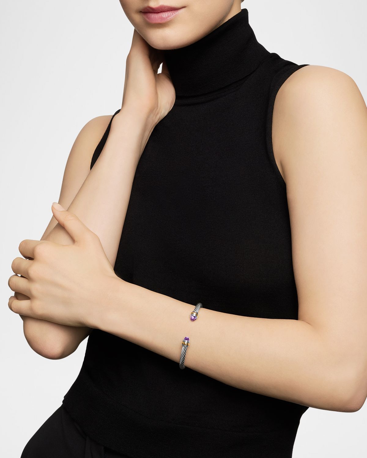 David Yurman Cable Bracelet with Gemstone in Silver with 14K Gold, 5mm