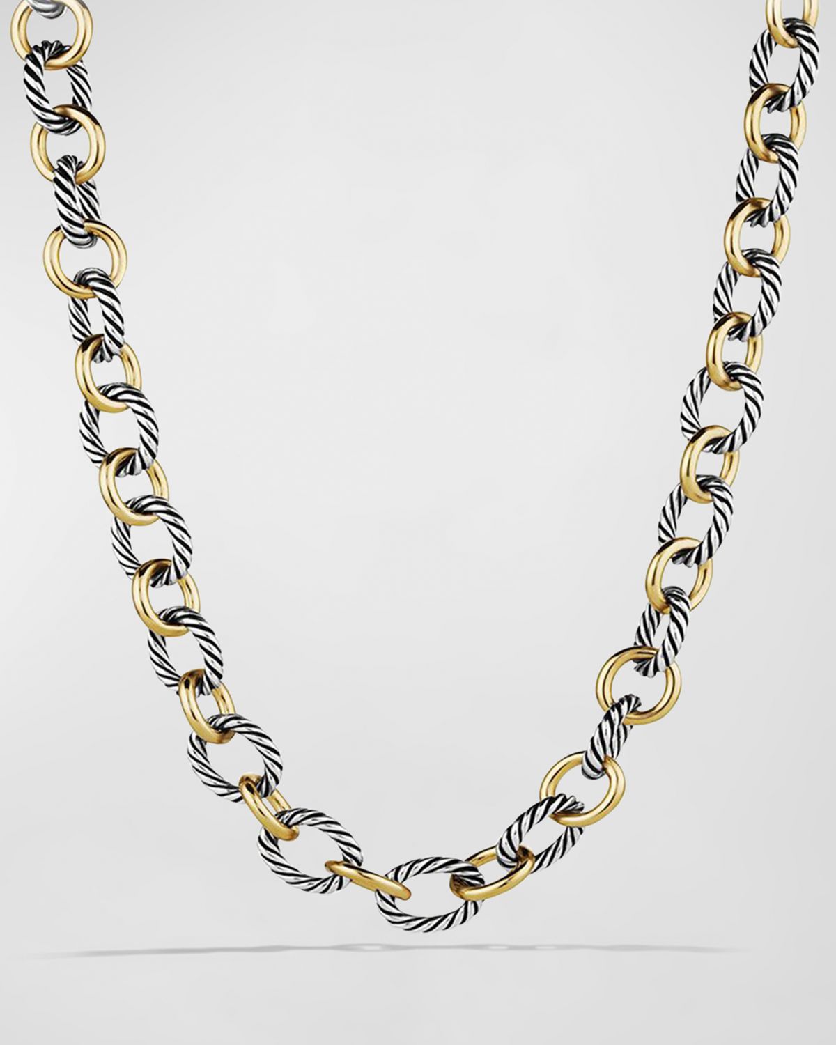 David Yurman Large Sterling Silver & 18K Gold Oval Link Necklace, 18.25"L