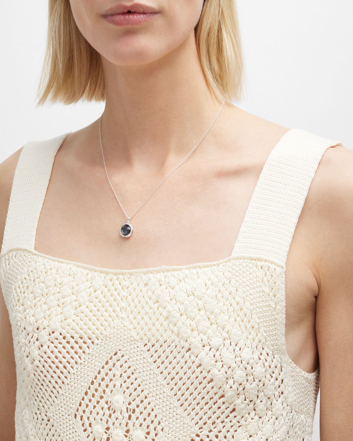 Ippolita Mini Pendant Necklace in Sterling Silver with Diamonds