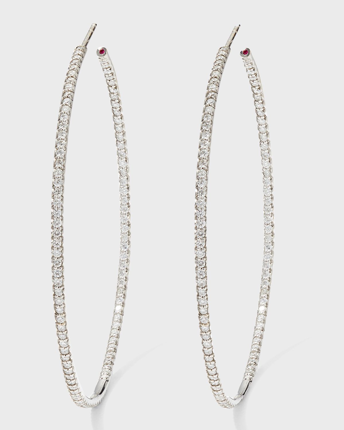 Roberto Coin 55mm Micro Diamond Hoop Earrings, 2ct