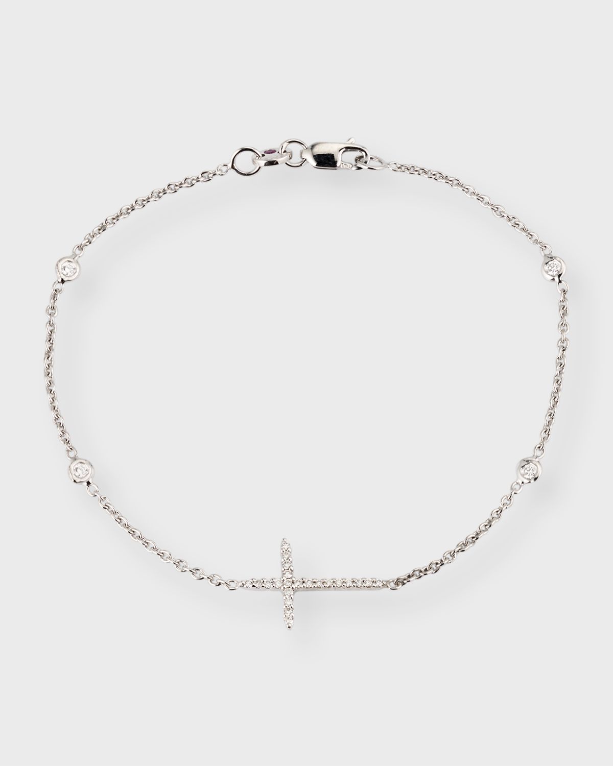 Roberto Coin Integrated Diamond Cross Bracelet, White Gold