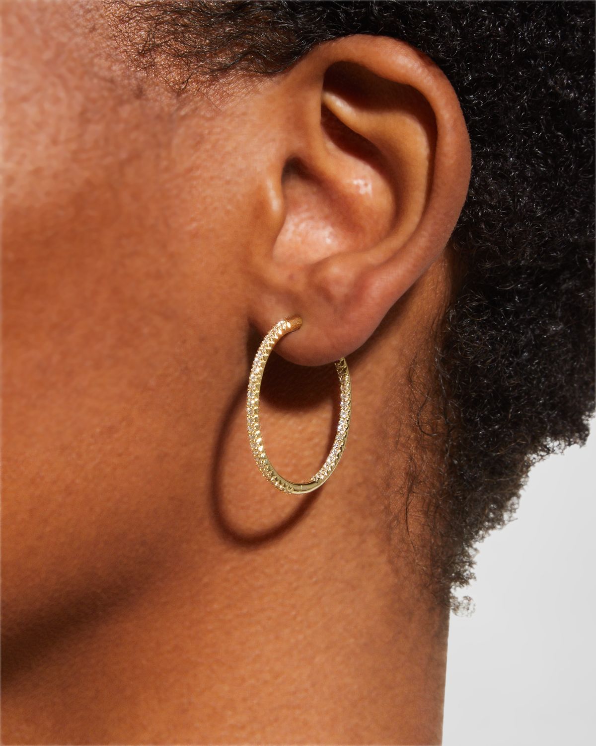 Roberto Coin 30mm Micro Pave Diamond Hoop Earrings in 18K Yellow Gold