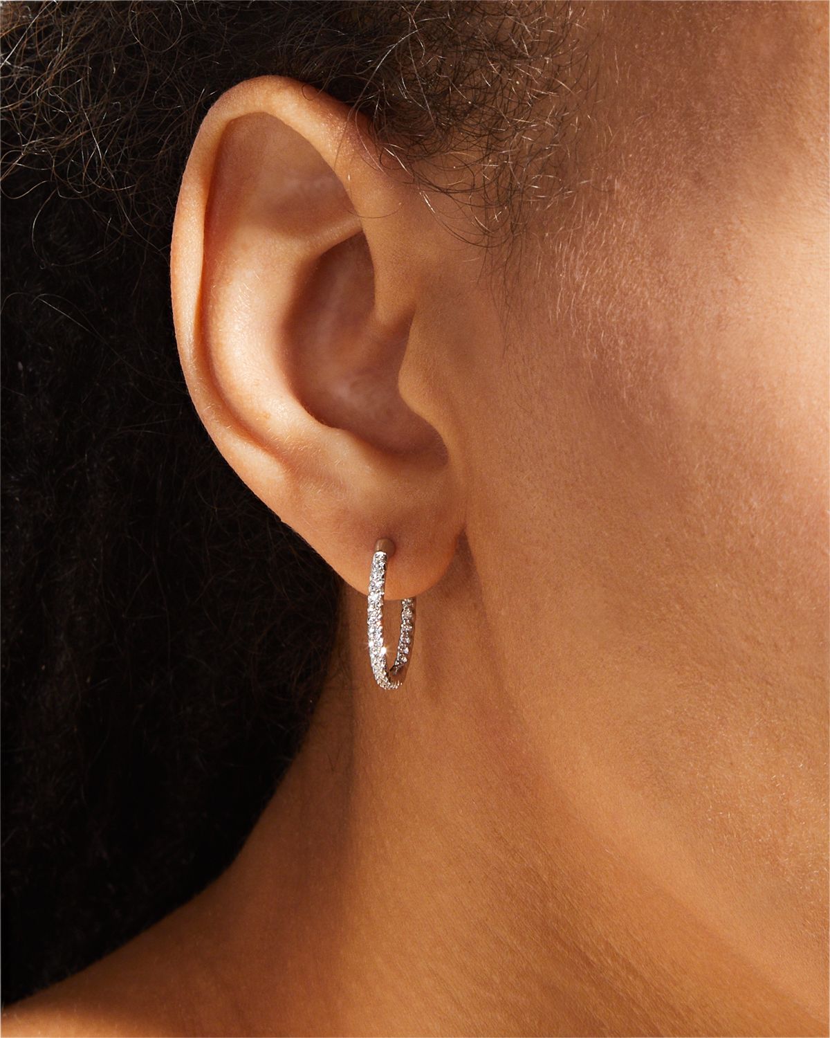 Roberto Coin XS Pave Diamond Hoop Earrings