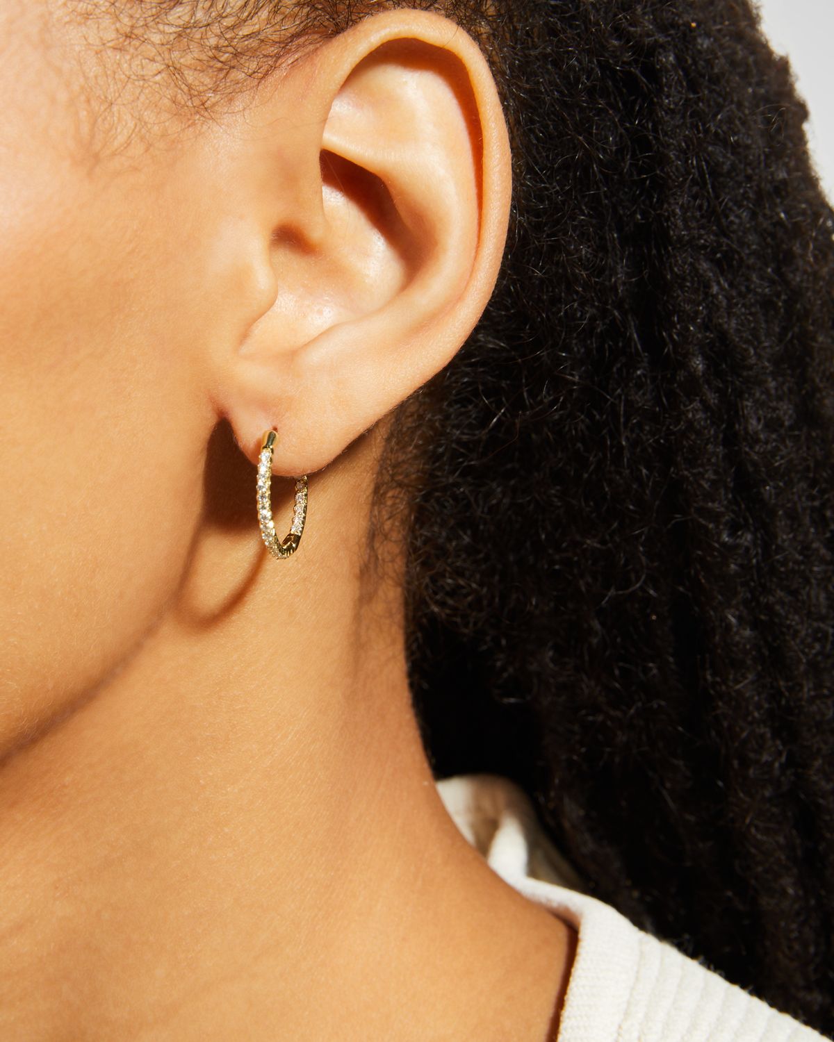 Roberto Coin XS Pave Diamond Hoop Earrings