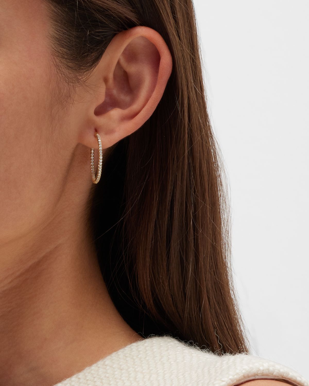 Roberto Coin Pave Diamond Hoop Earrings