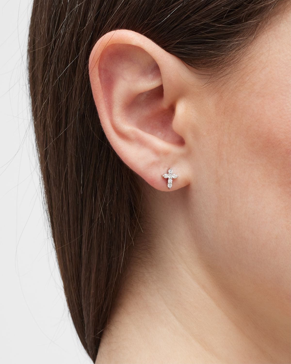 Roberto Coin Mini Diamond Cross Stud Earrings