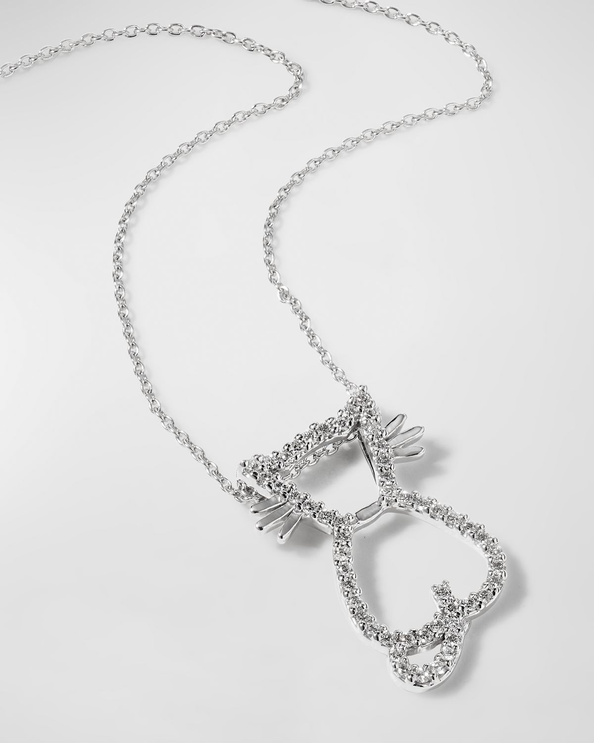 Roberto Coin Pave Diamond Cat Pendant Necklace