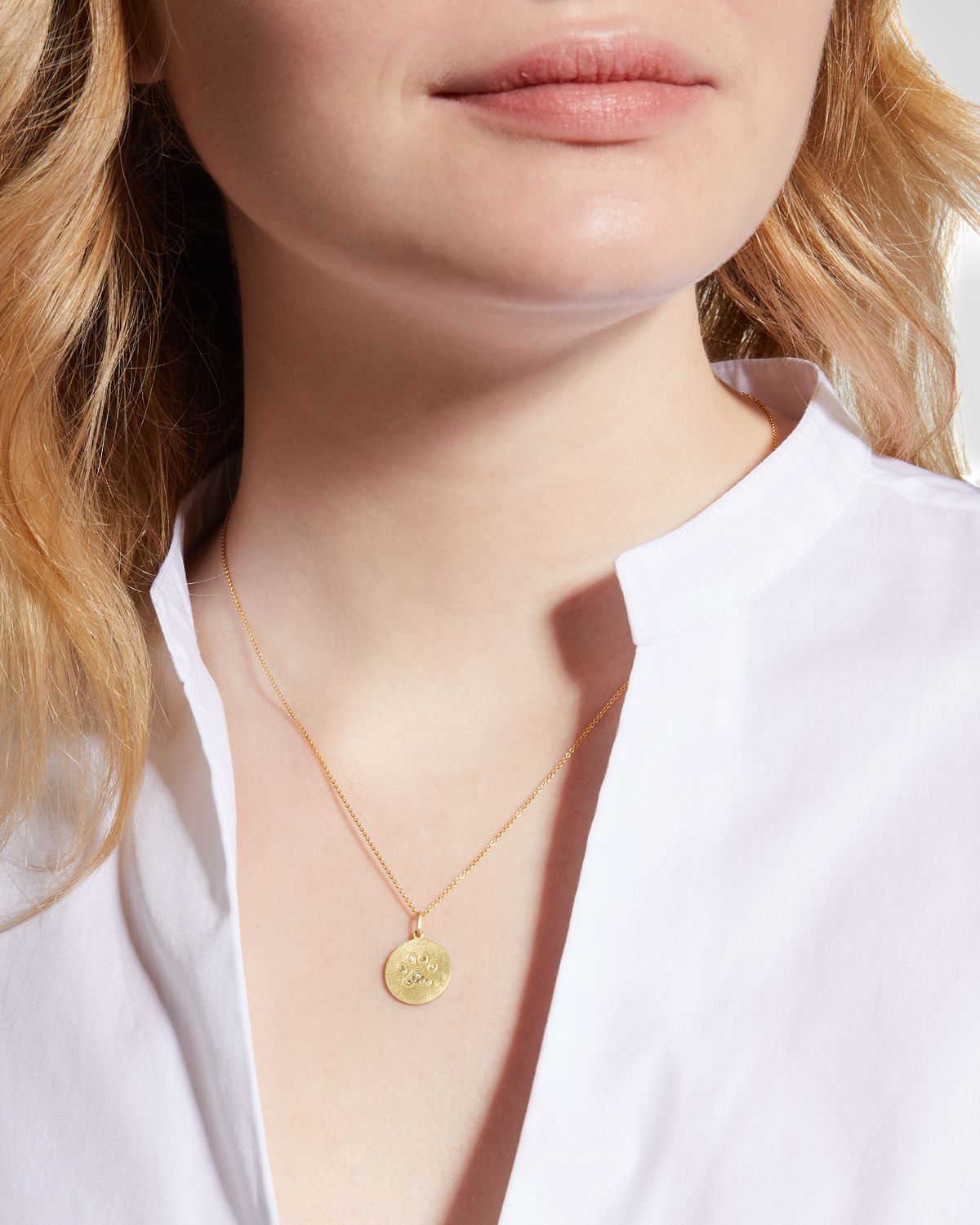 Roberto Coin 18k Diamond Paw Disc Pendant Necklace