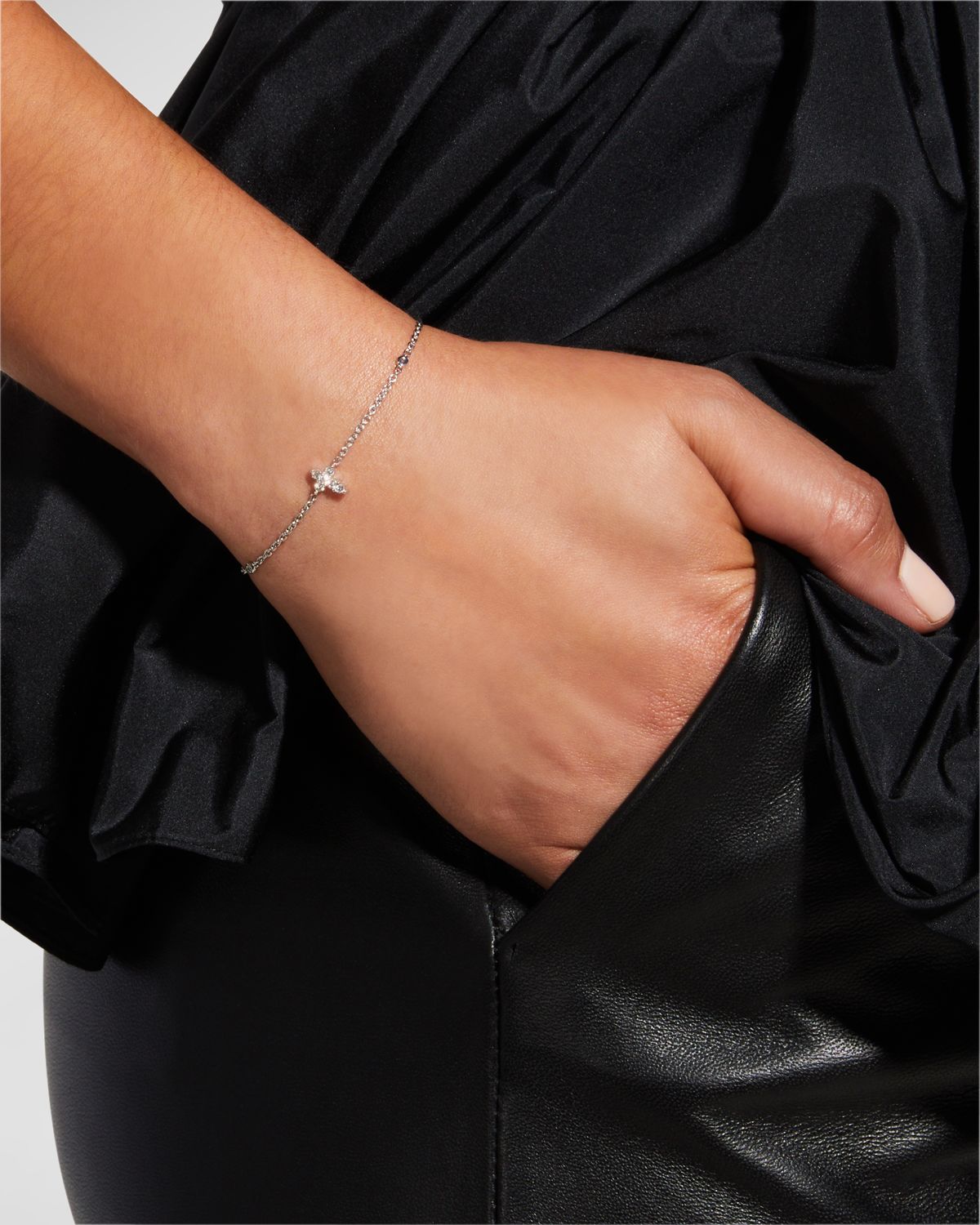 Roberto Coin Integrated Cross Diamond Bracelet, Yellow Gold