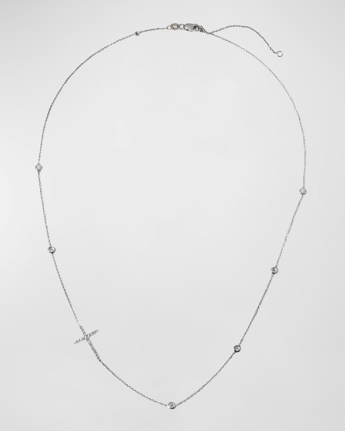 Roberto Coin Integrated Diamond Cross Necklace, White Gold