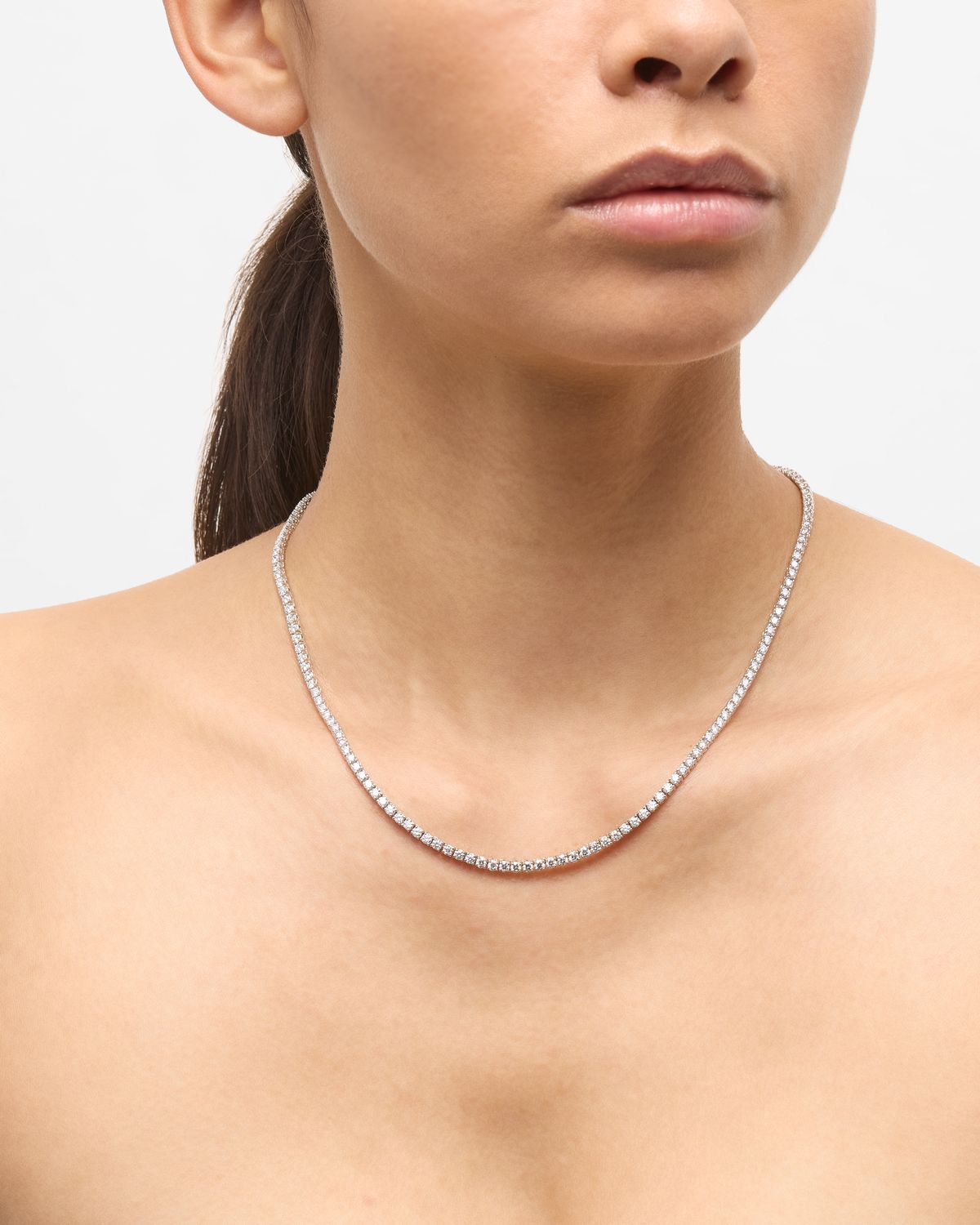 Neiman Marcus Diamonds 18k White Gold Diamond Necklace, 18"L, 8.30tcw