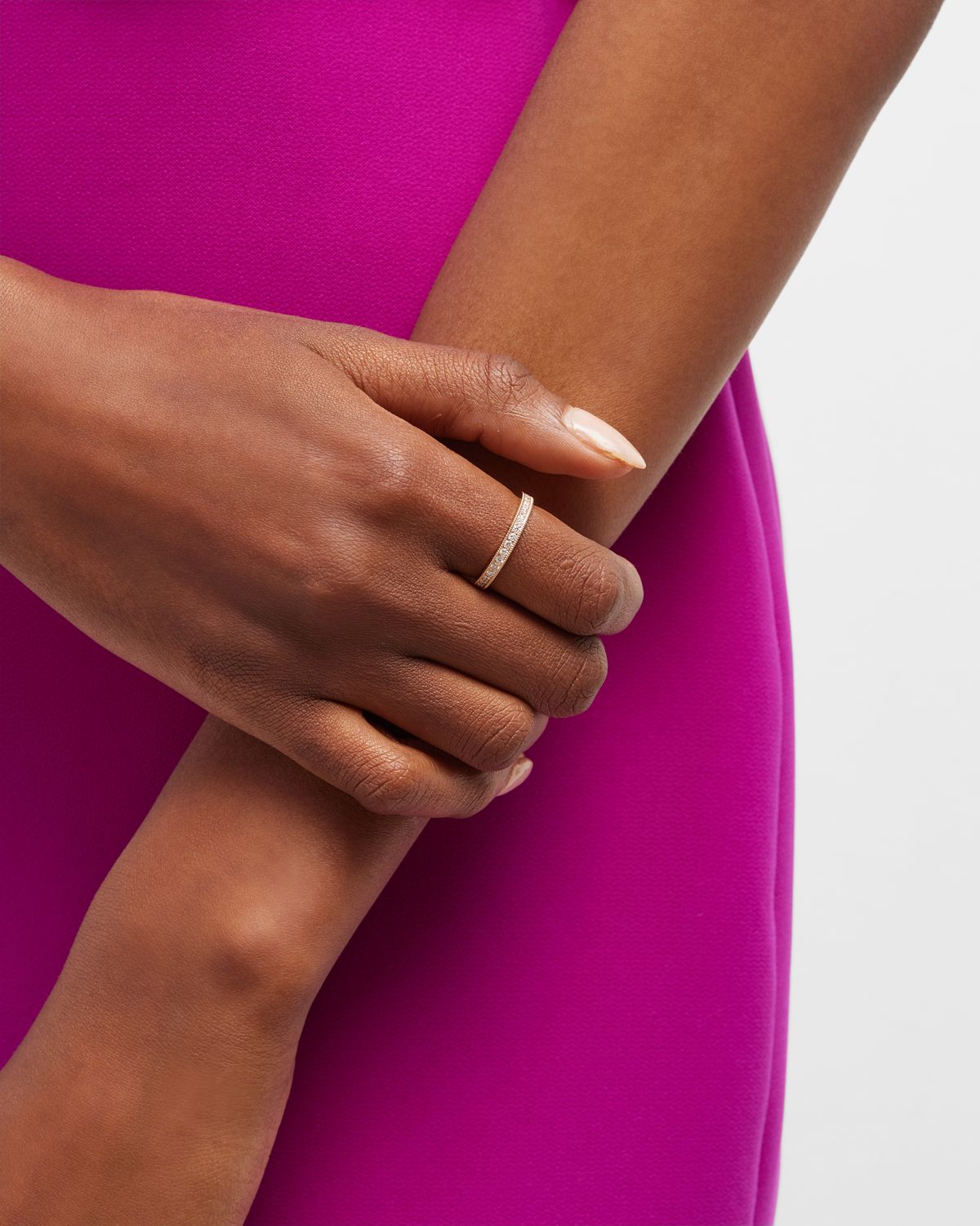 Neiman Marcus Diamonds Channel-Set Diamond Eternity Band Ring in 18K Rose Gold, Size 7, 0.56tcw