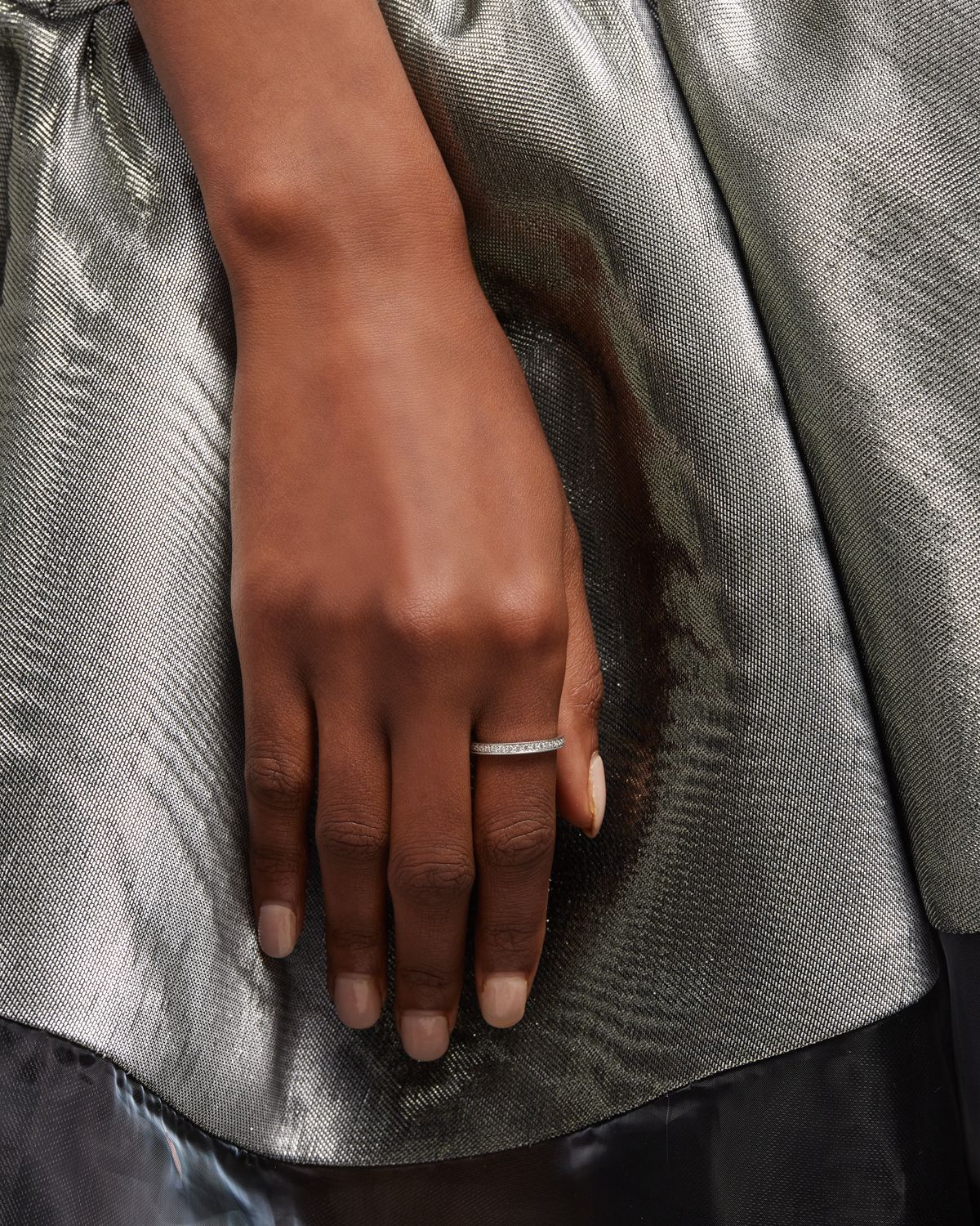 Neiman Marcus Diamonds Channel-Set Diamond Eternity Band Ring in 18K White Gold, Size 7, 0.56tcw