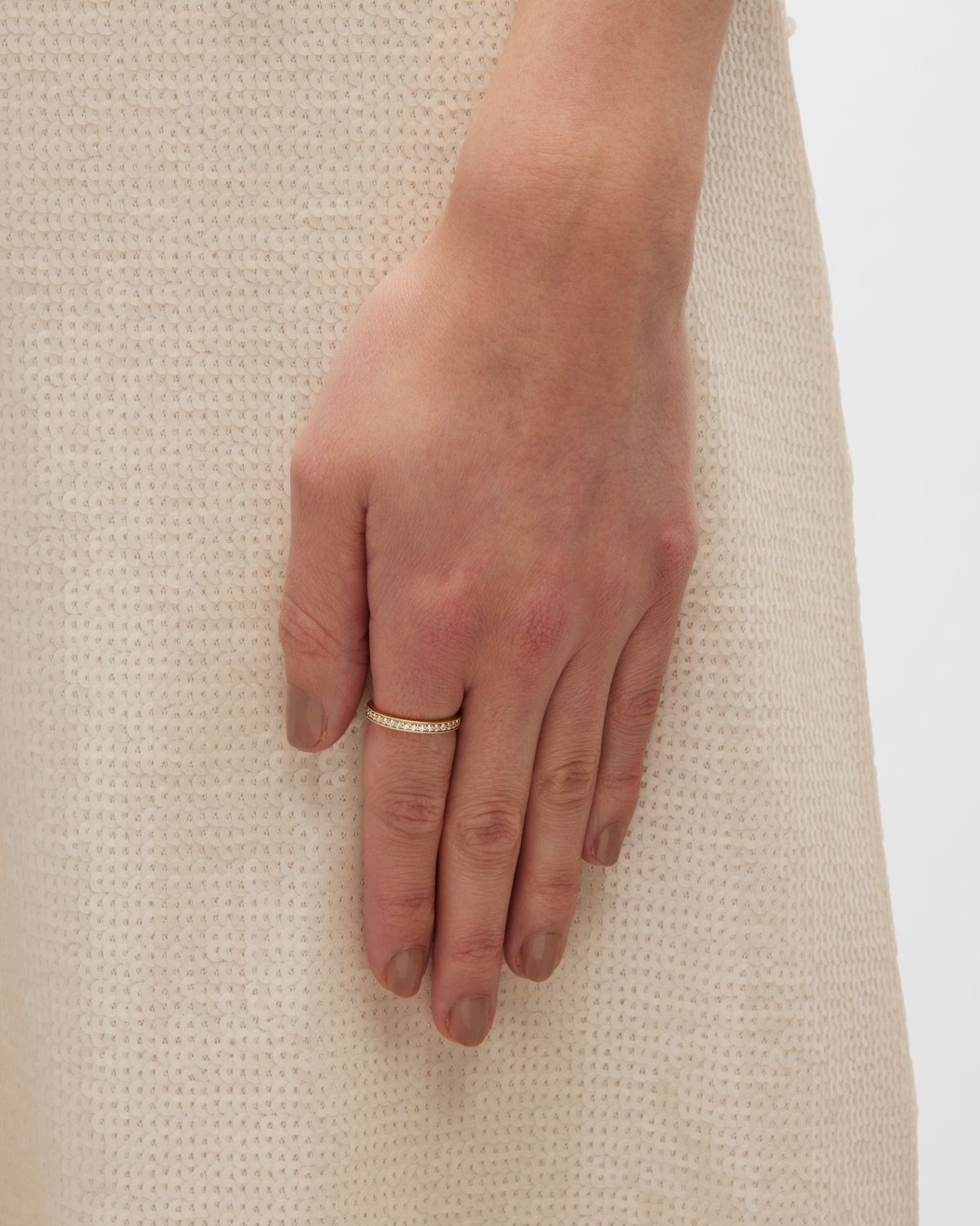 Neiman Marcus Diamonds Channel-Set Diamond Eternity Band Ring in 18K Yellow Gold, Size 7, 0.56tcw