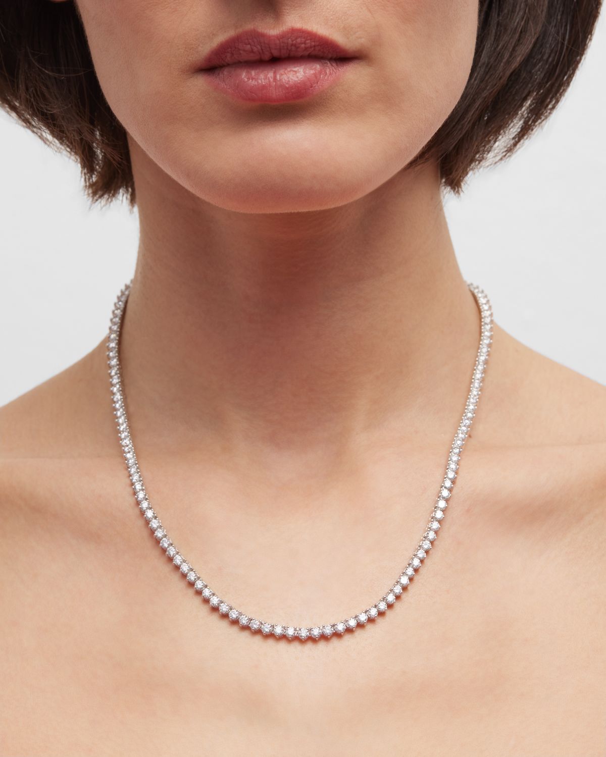 Neiman Marcus Diamonds 18K White Gold FG-SI1 Diamond Necklace, 18"L, 14.6tcw