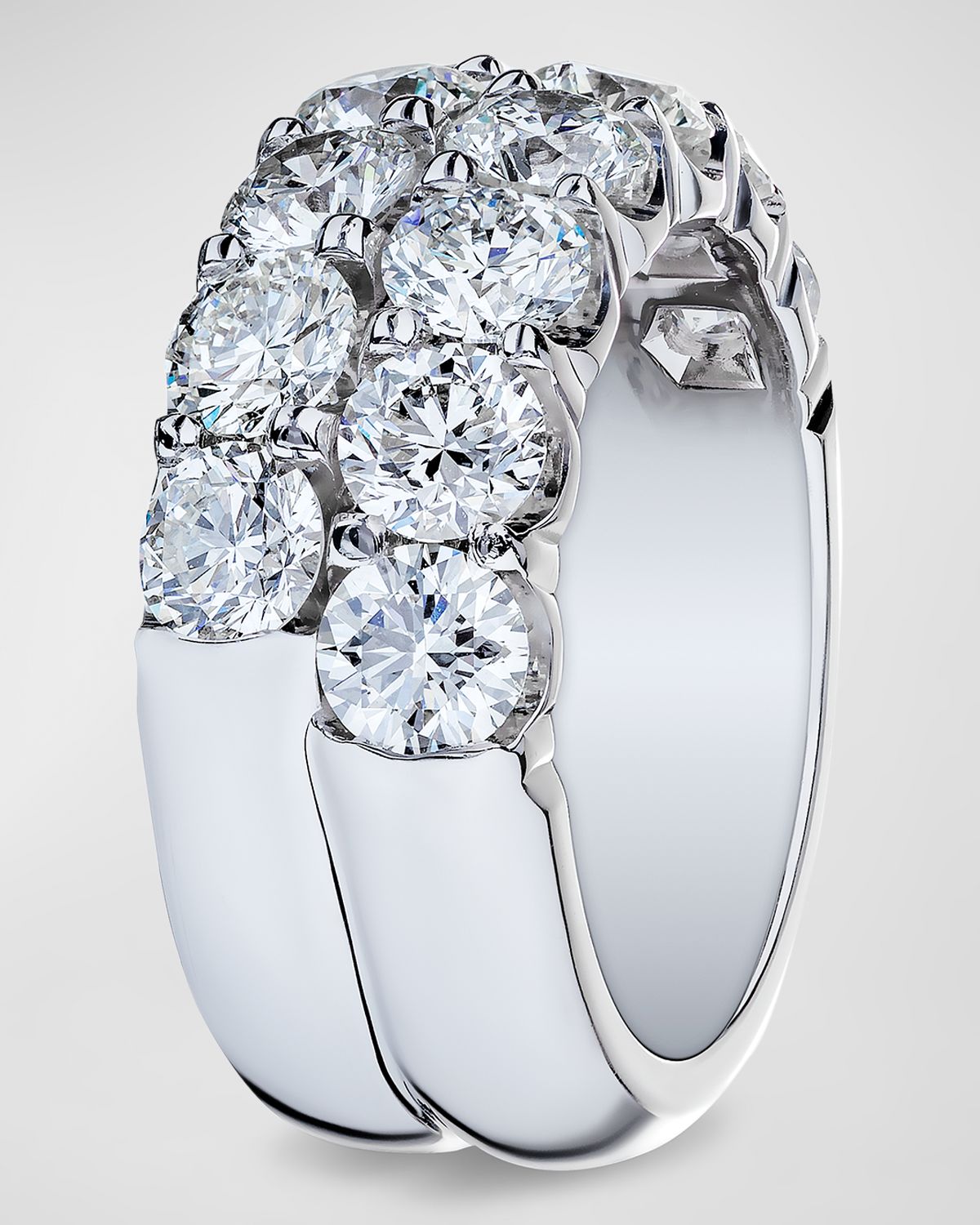 Neiman Marcus Diamonds 18K White Gold Diamond Band Ring, Size 6.75, 4.90tcw