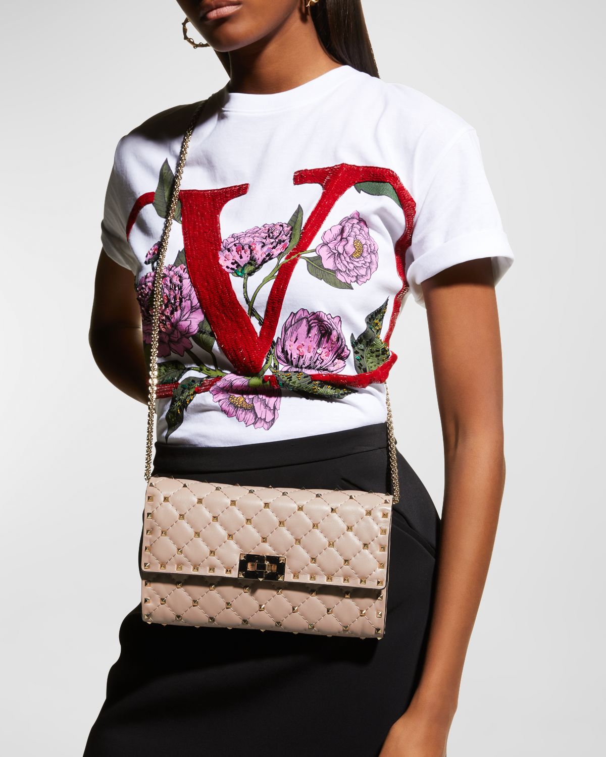 Valentino Garavani Quilted Rockstud Spike Chain Shoulder Bag