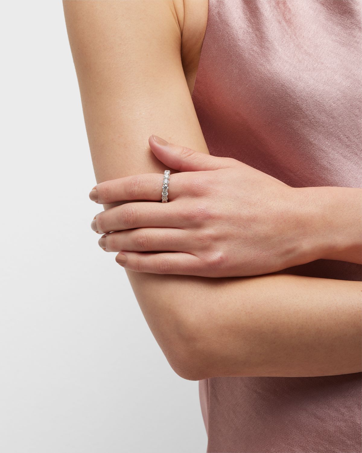 Neiman Marcus Diamonds Platinum Round Diamond Eternity Ring, Size 6 3/4, 5.28tcw