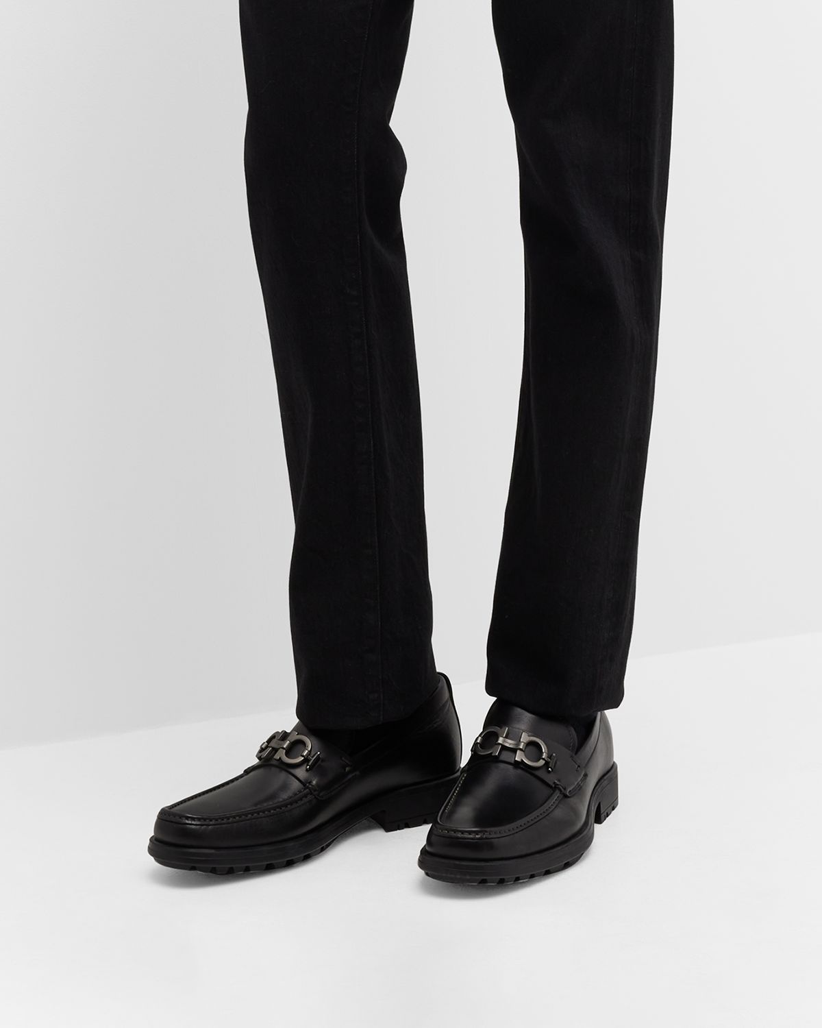 Ferragamo Men 's David Leather Lug-Sole Loafers