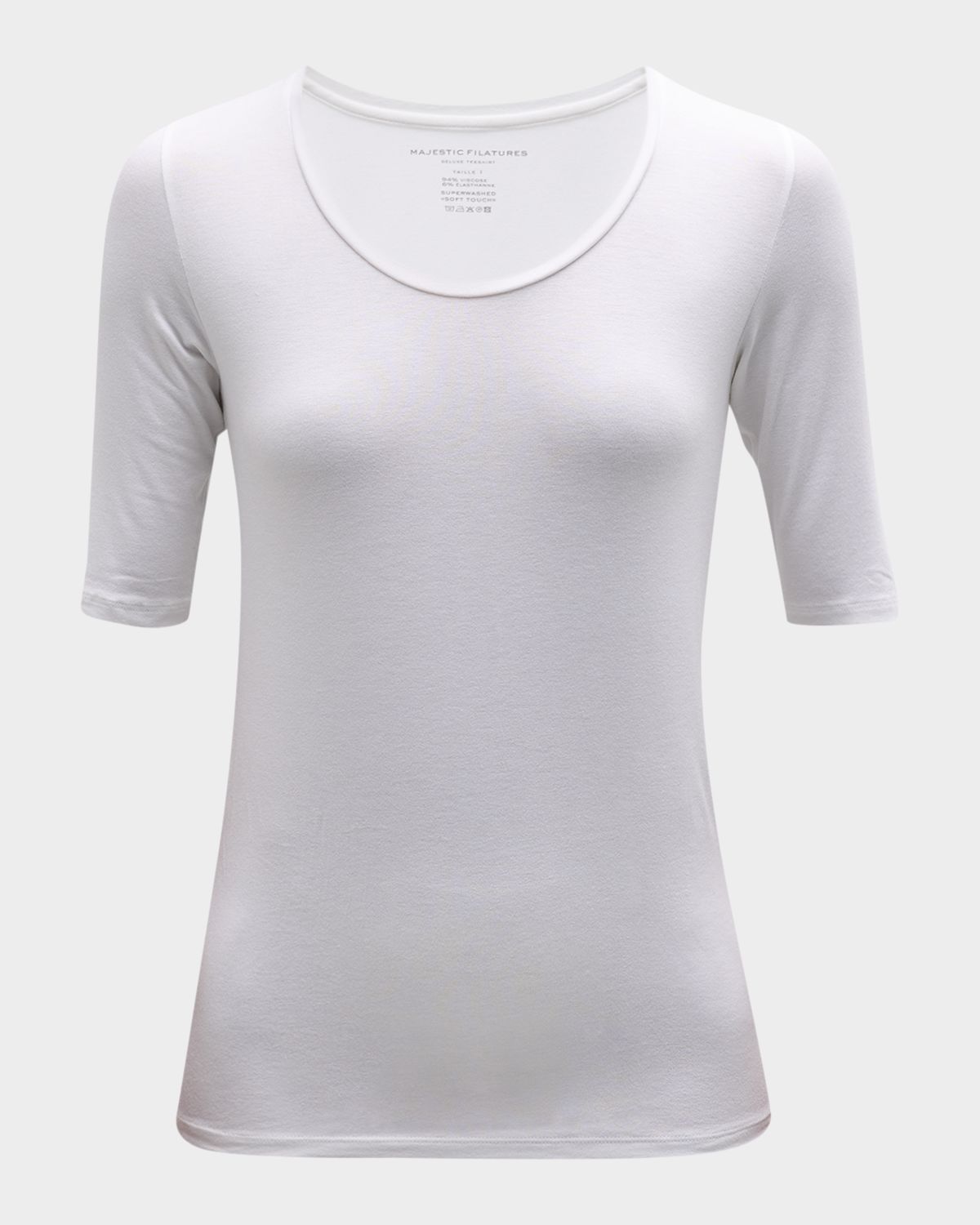 Majestic Filatures Soft Touch Half-Sleeve Scoop-Neck Top