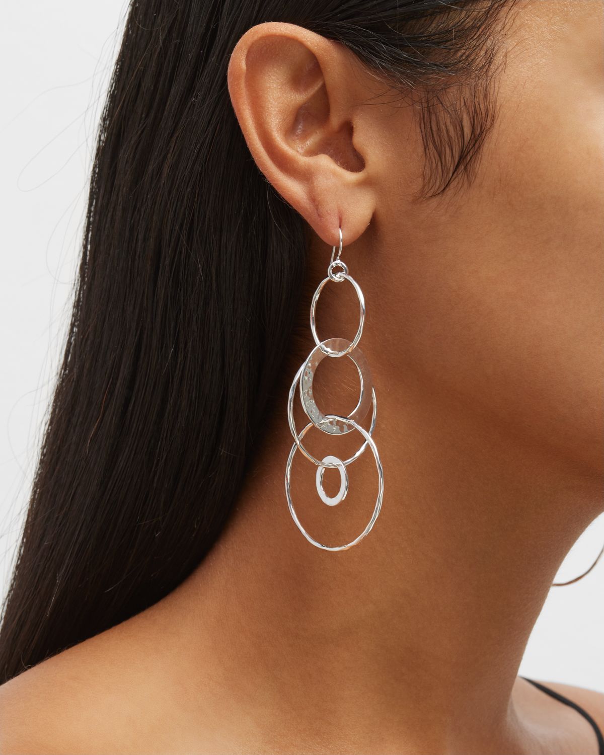 Ippolita Jumbo Hammered Jet Set Earrings in Sterling Silver