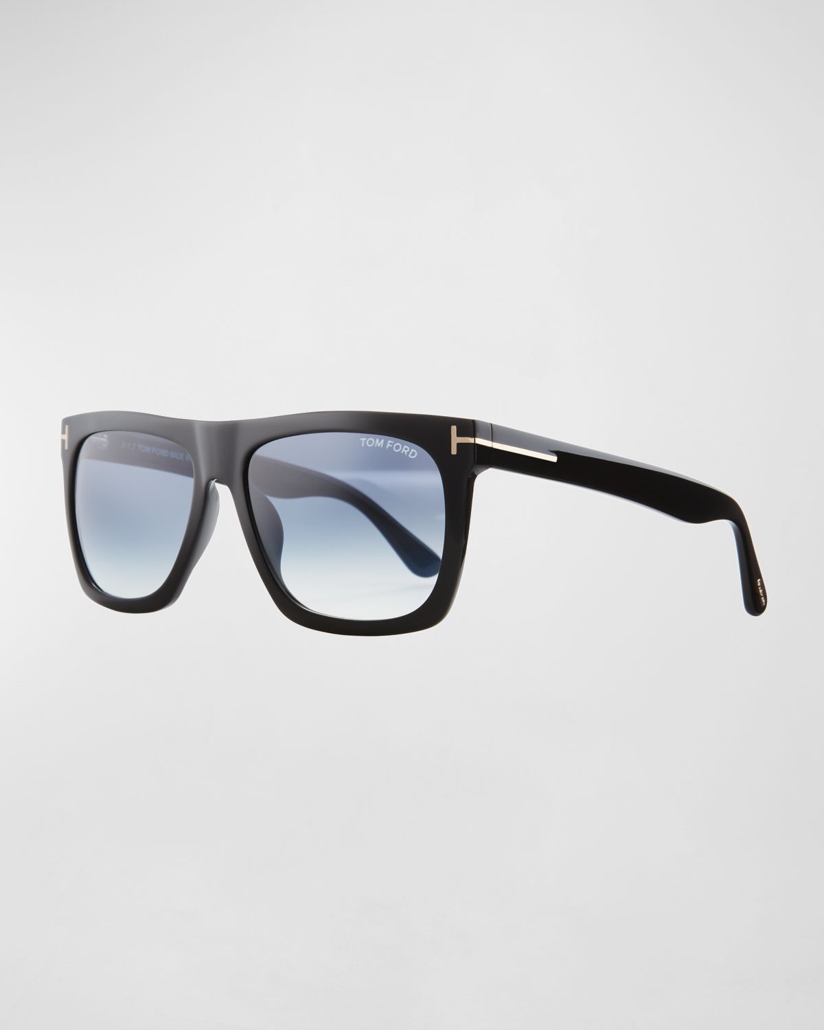 TOM FORD Morgan Thick Square Acetate Sunglasses, Black/Blue