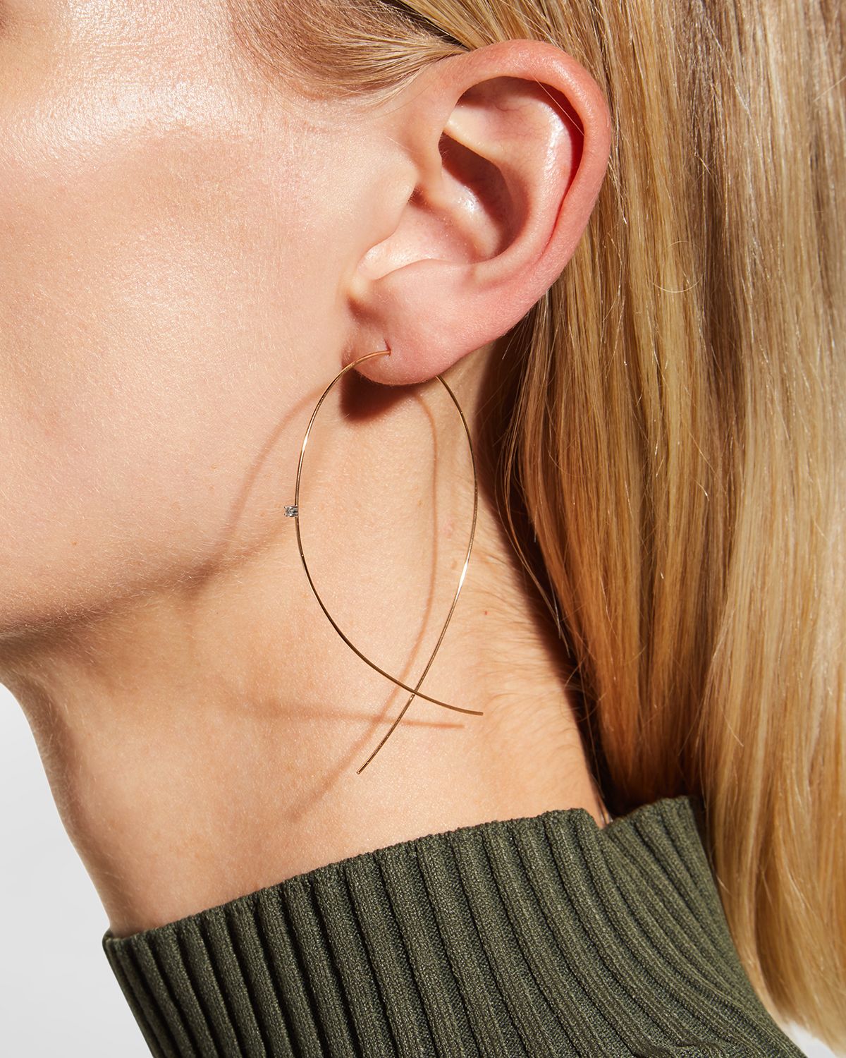 LANA 14K Gold Large Upside Down Hoops with Diamonds