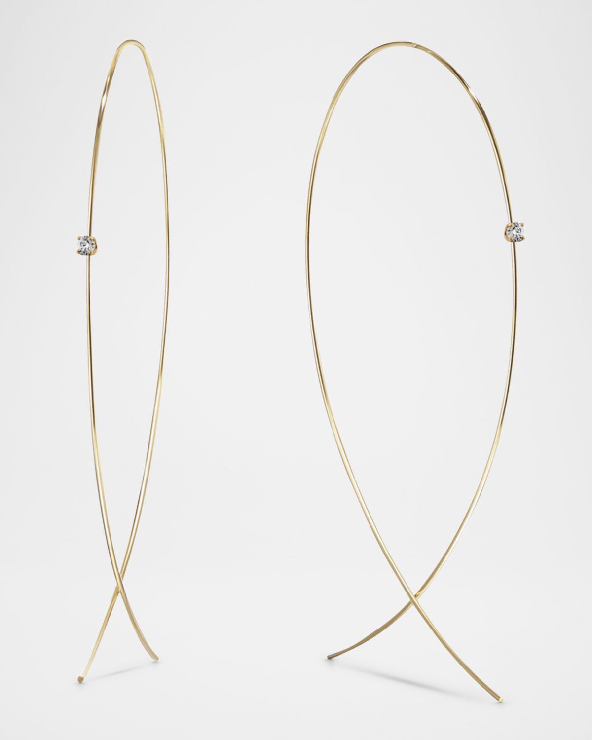LANA 14K Gold Large Upside Down Hoops with Diamonds