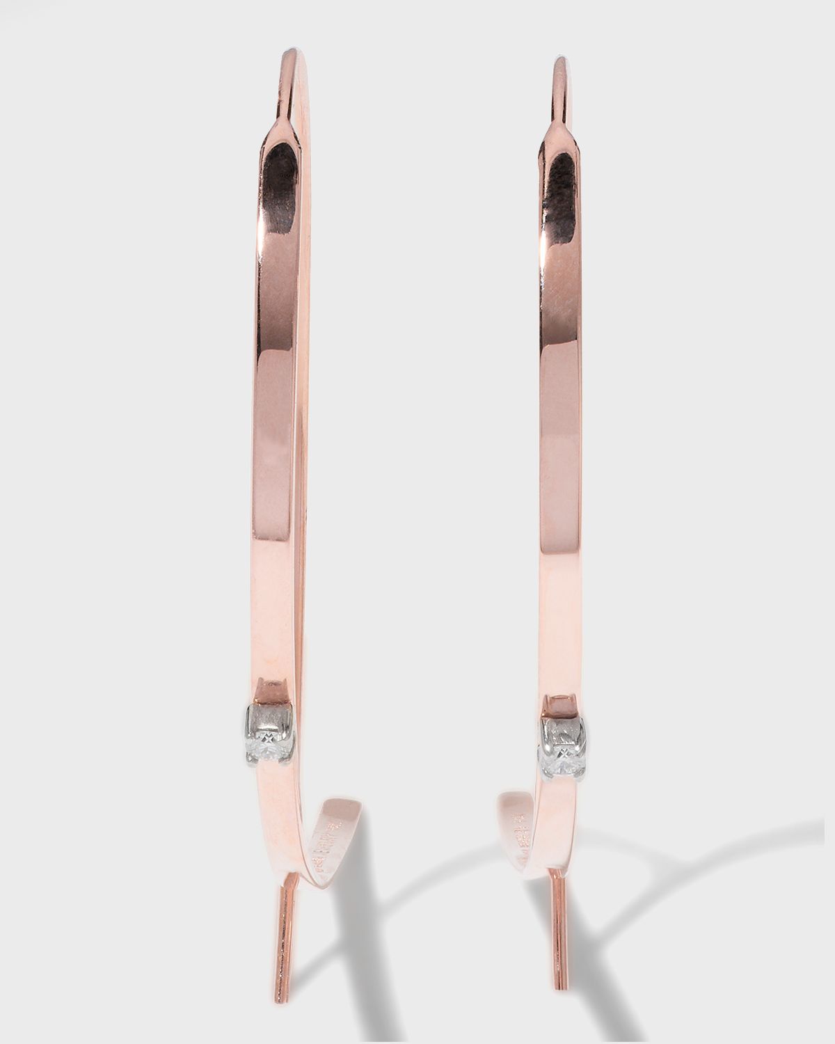 LANA 14K Gold Small Flat Diamond Hoop Earrings