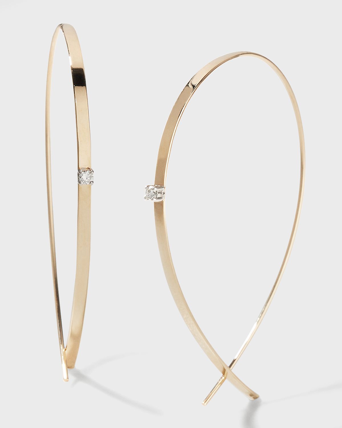 LANA 14K Gold Small Flat Diamond Hoop Earrings