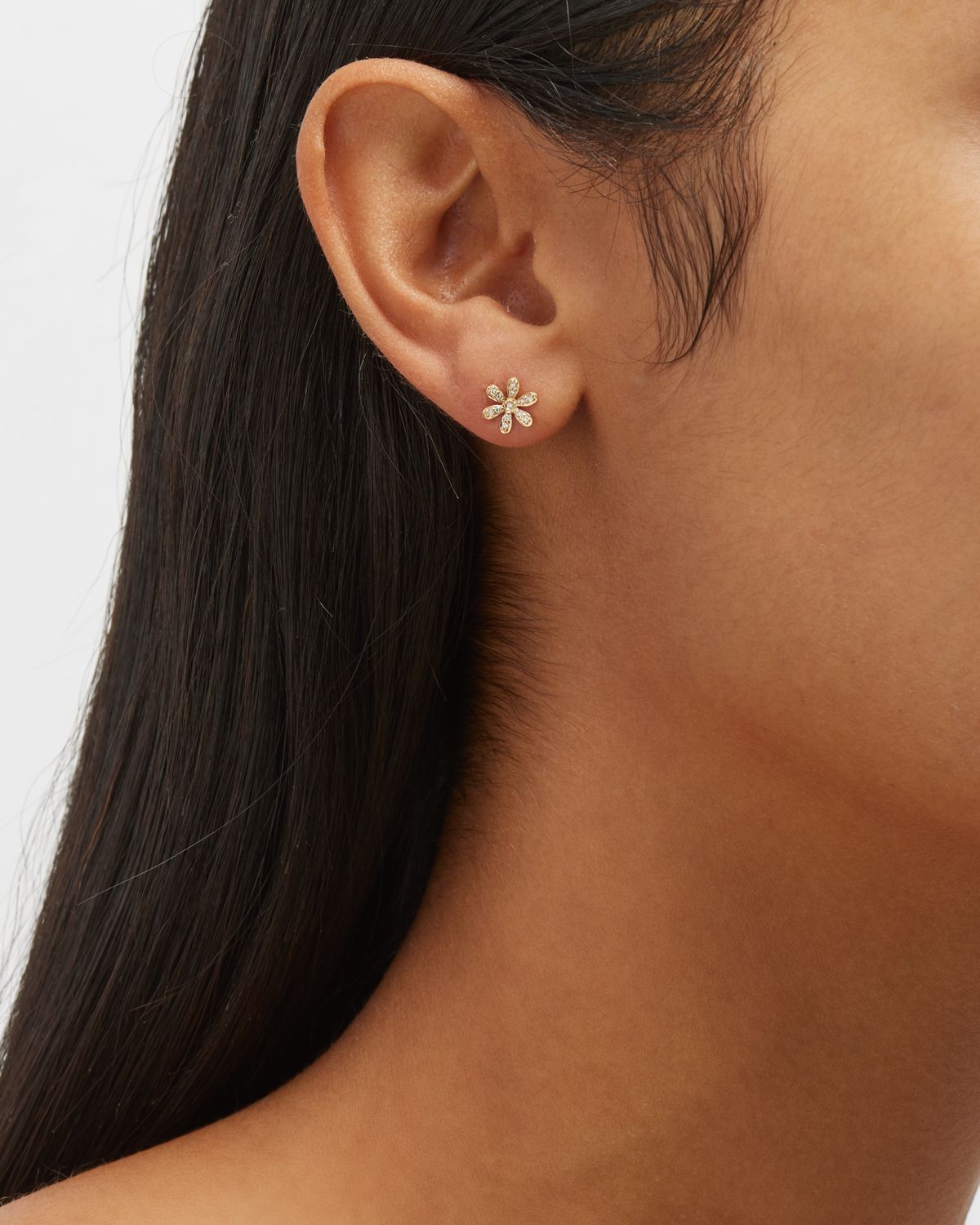 Sydney Evan 14K Gold Daisy Stud Earring with Diamonds