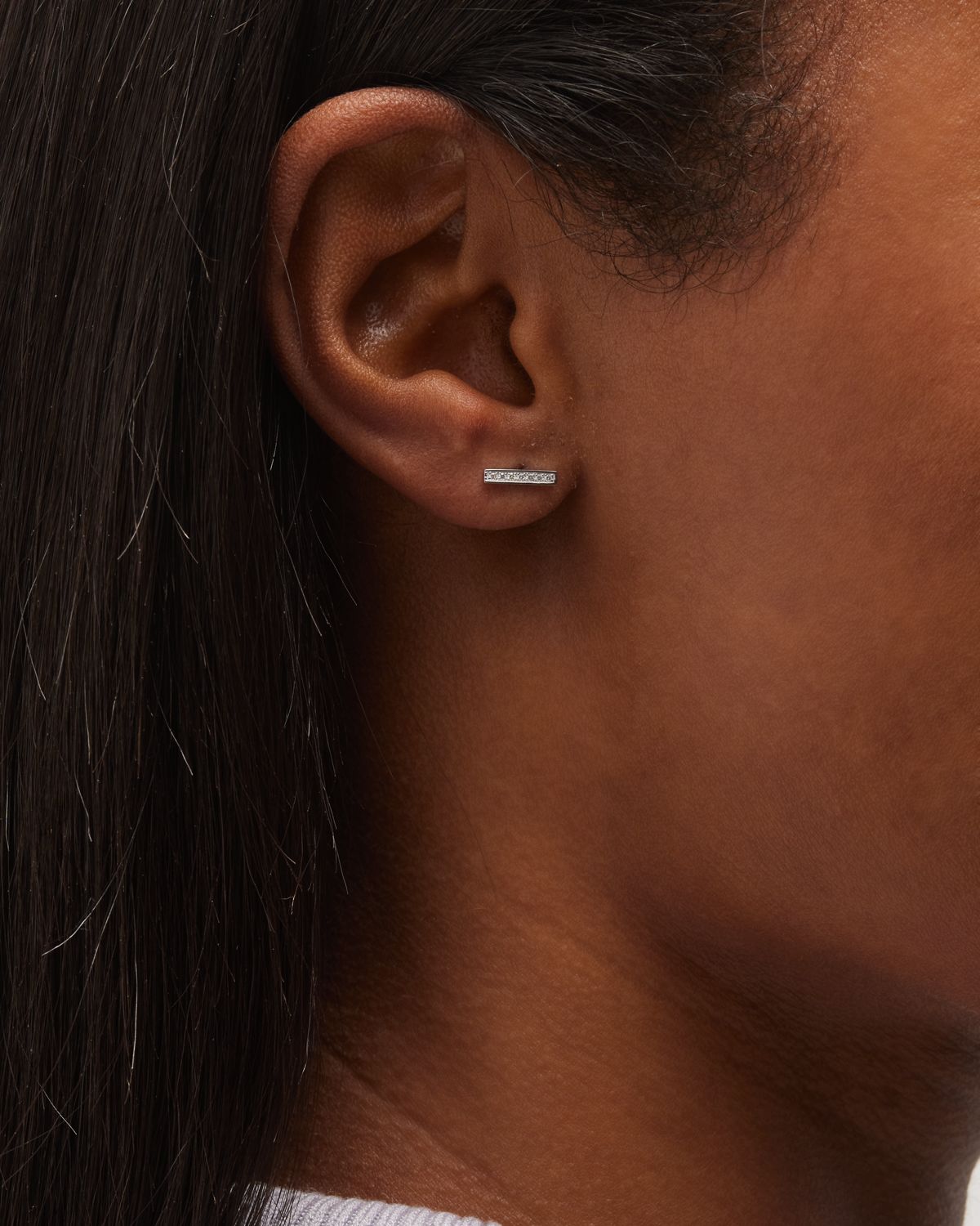 Sydney Evan Small 14k Gold Diamond Bar Single Stud Earring