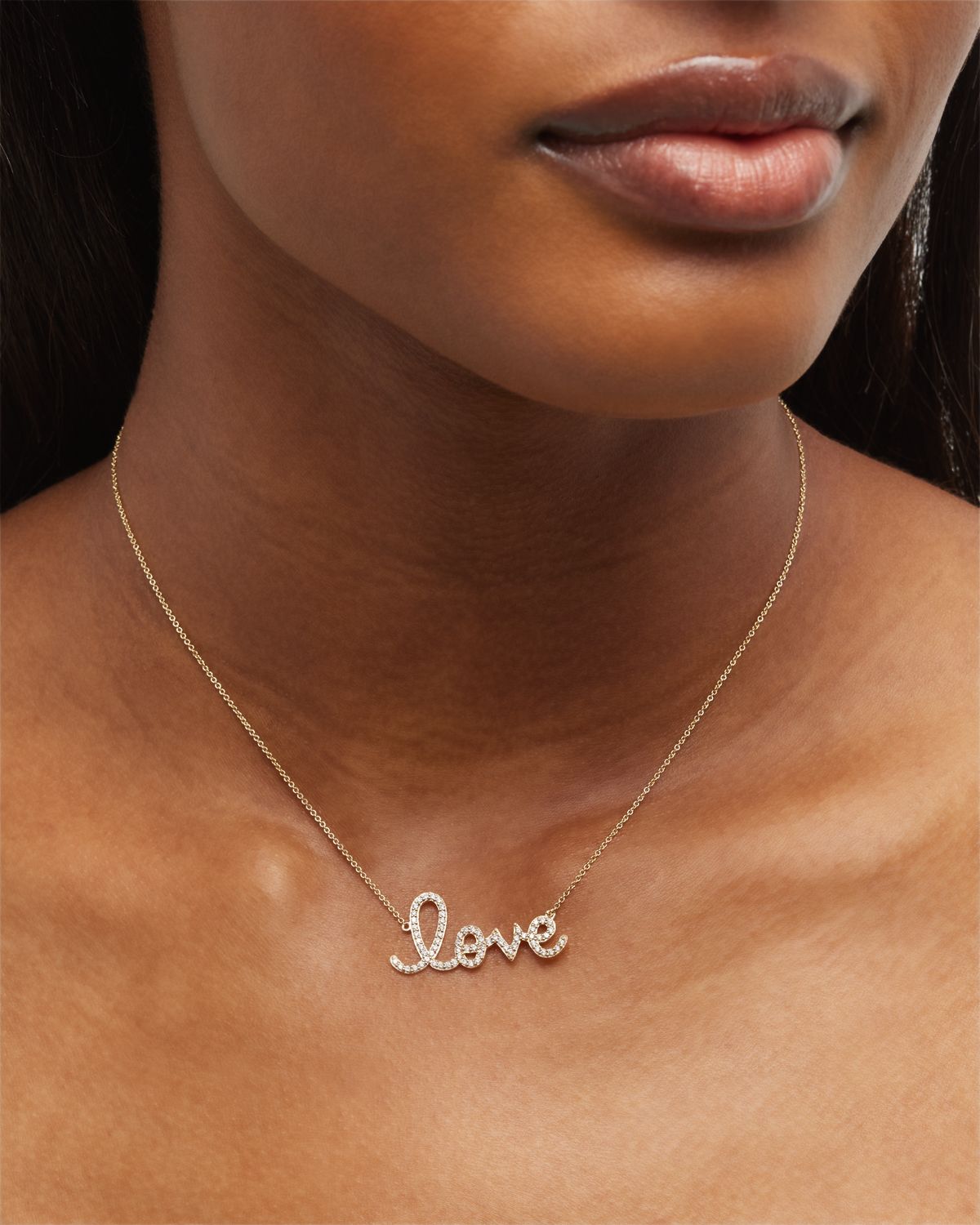 Sydney Evan Large 14k Yellow Gold & Diamond Love Necklace